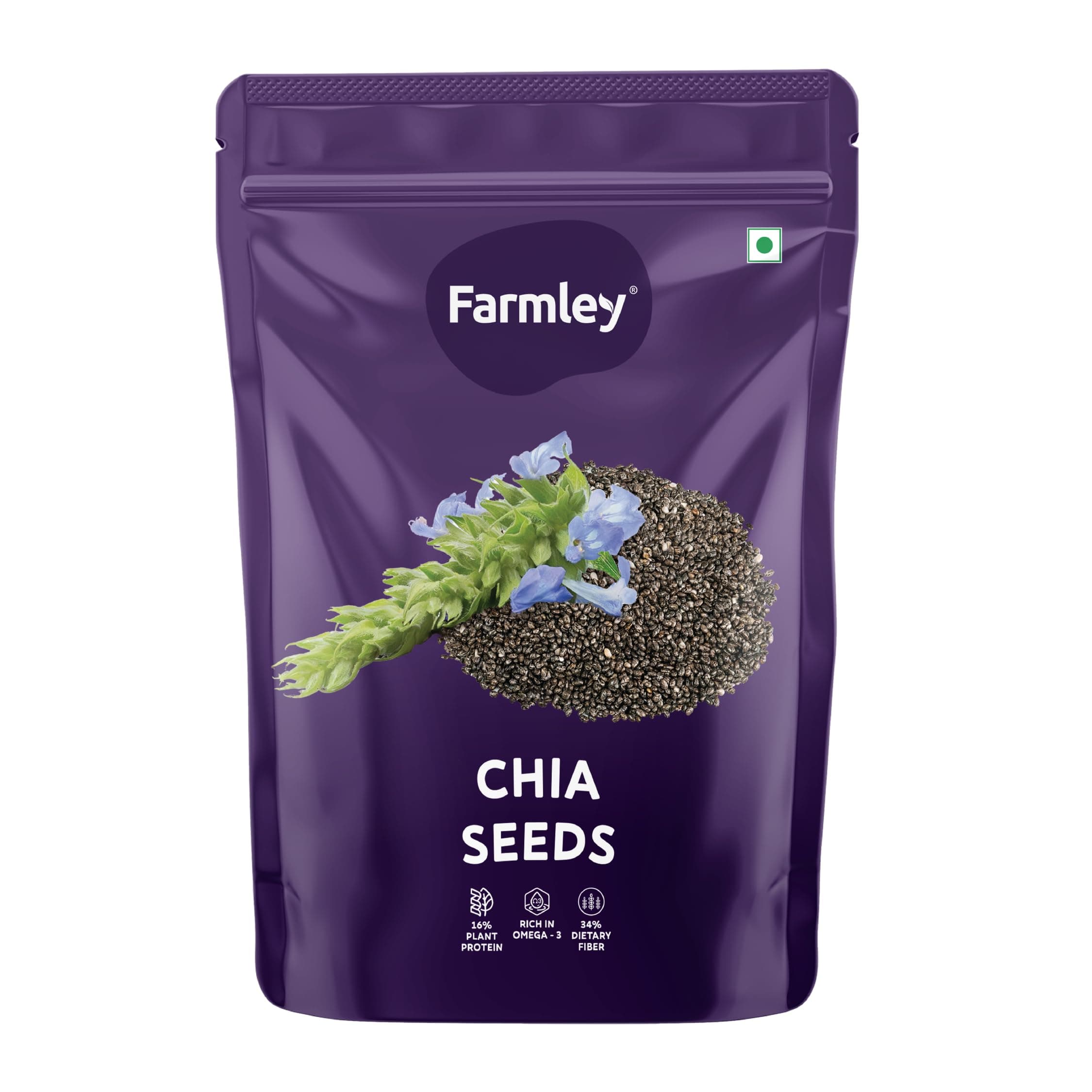 Farmley Chia Seeds 500g, Pack of 1 I Seeds for Eating | Seeds for Weight Management | Rich in Calcium, Protein & Fibre