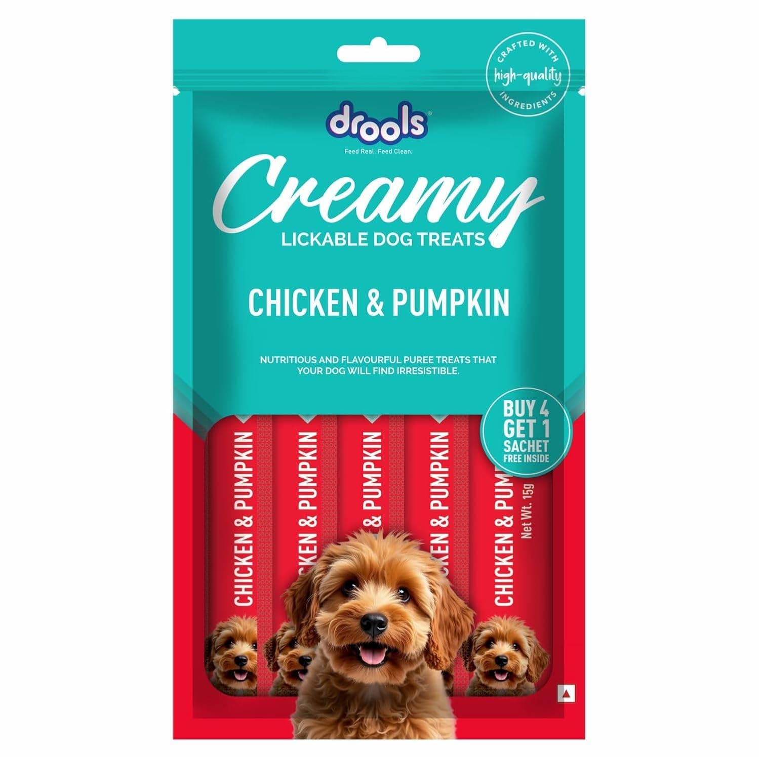 Drools All Life Stages Dog Treats Creamy 5 Sticks Tasty & Nutritious Snack for All Breeds (15g x5) 75g | Chicken & Pumpkin Flavour | Ideal for Training | Supports Hydration | Boost Muscle Health