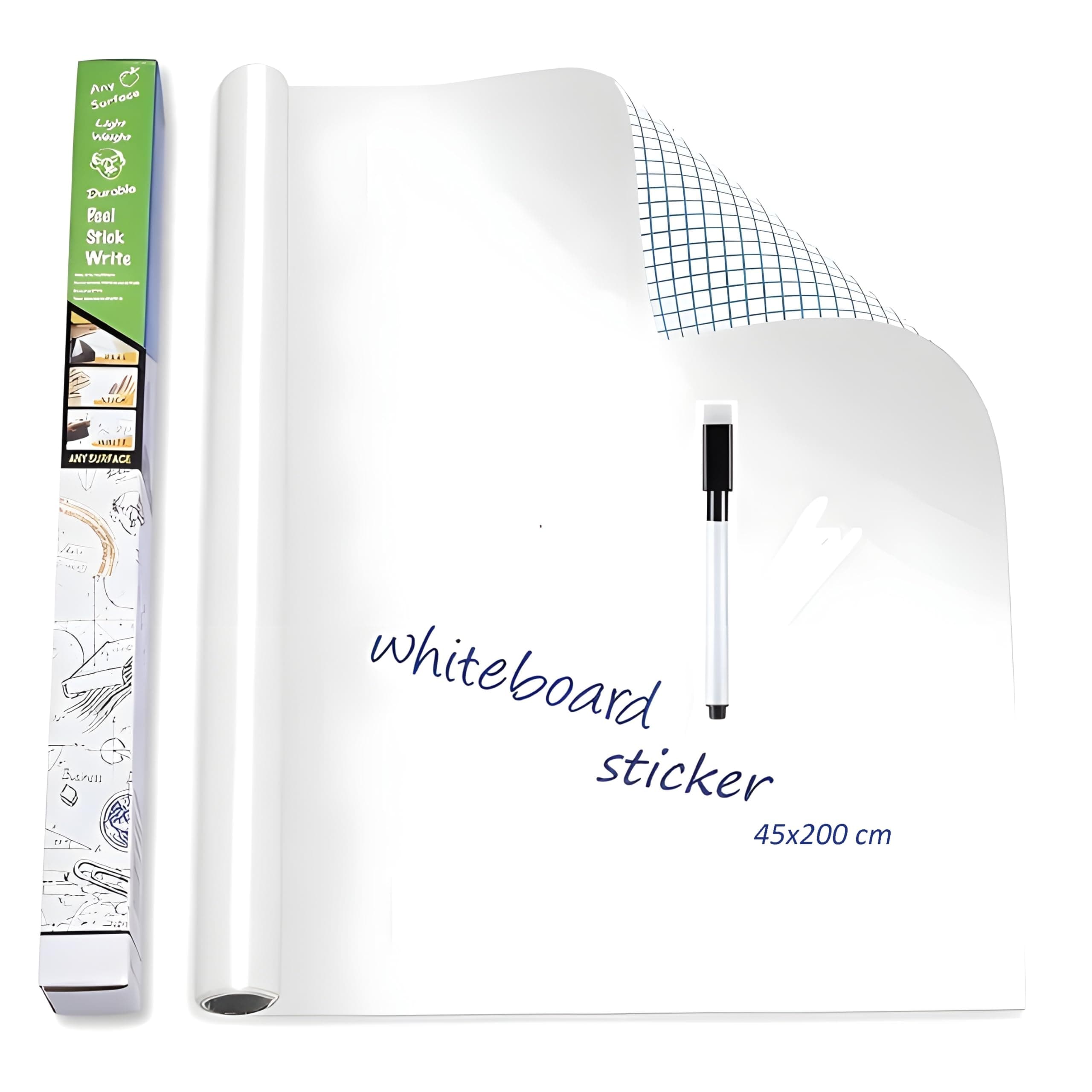 YAJNAS 45x200 CM Whiteboard Sticker for Kids, Home, School & Office, Self-Adhesive Removable, Waterproof White Board Sticker Perfect for Writing & Drawing on Smooth Surfaces -1.5 x 6.5 Ft