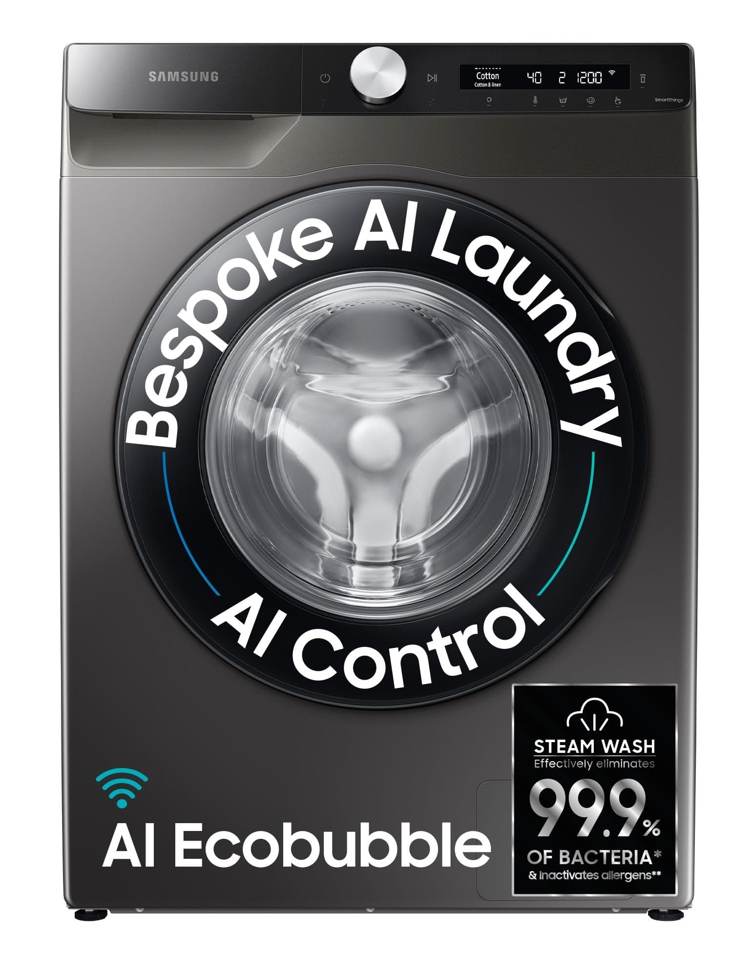 Samsung 8 kg, 5 star, AI Control, AI Eco Bubble, Wi-Fi, Digital Inverter, Motor, Fully-Automatic Front Load Washing Machine (WW80T504DAX1TL, Hygiene Steam, Inox)