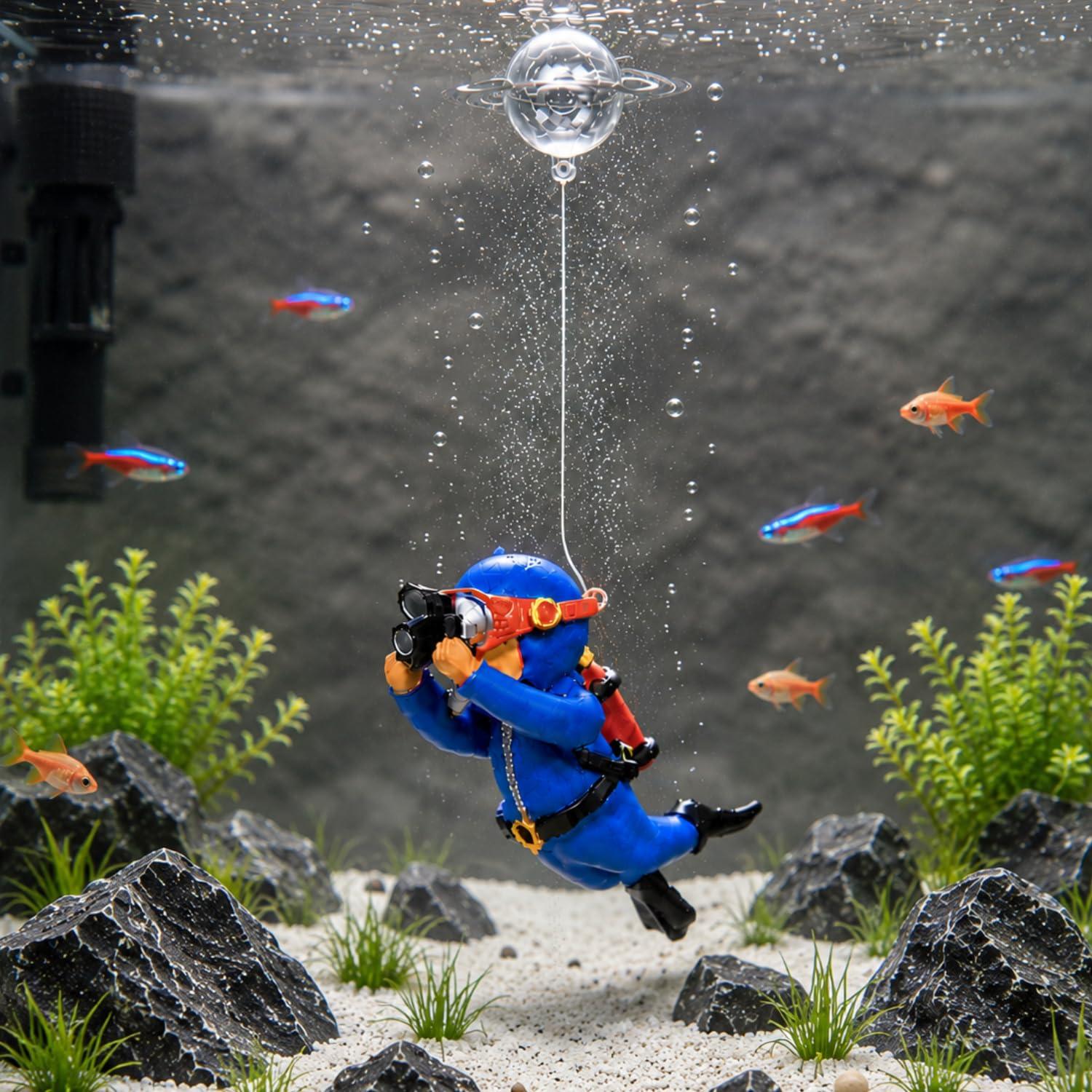 VAYINATO® (1 Pcs-Diver (Random Color) Floating Fish Tank Decoration Toys, Fish Tank Attractive Cute Miniature Decoration for Aquarium,Home Office Desktop Cake Topper Gifts by Petzlifeworld
