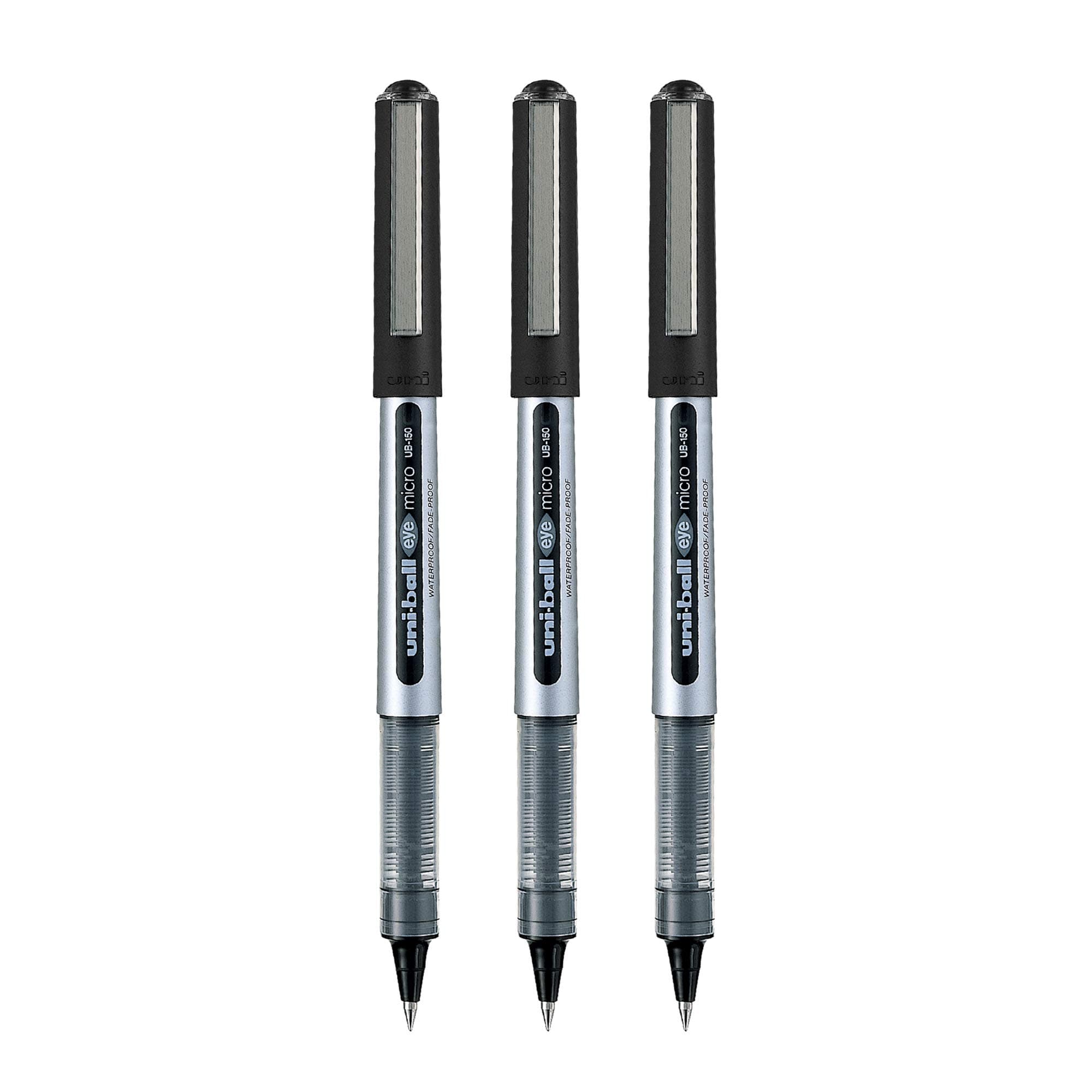 uni-ball Eye UB150 0.5mm Roller Ball Pen | Black Ink, Pack of 3