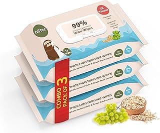 .allter 99% Pure Water Baby Wipes, Wet Wipes for New Born Baby| Moisturising,100% Plant Based & Organic, Enriched with Oats & Grapeseed Extract| 72 Wipes x 3 Packs