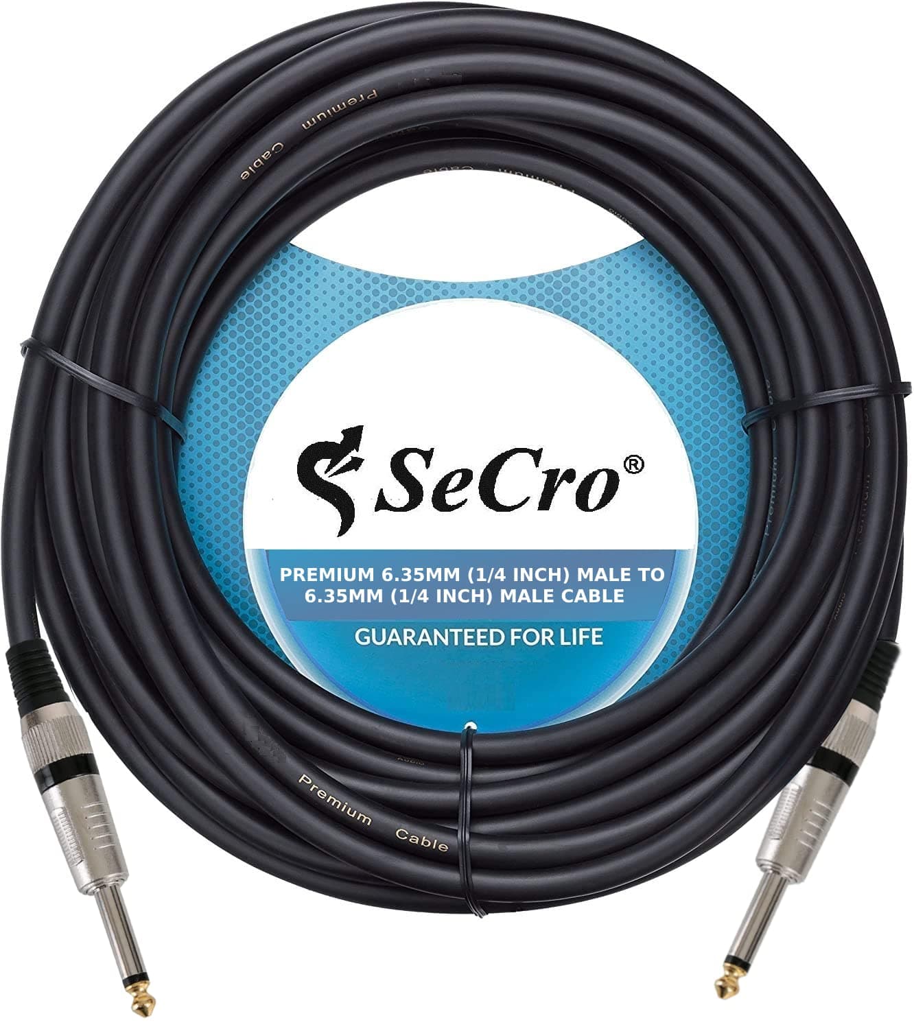 SeCro Premium 6.35mm (1/4 inch) Male to 6.35mm (1/4 inch) Male Mono Plug Cable (50 Meters)