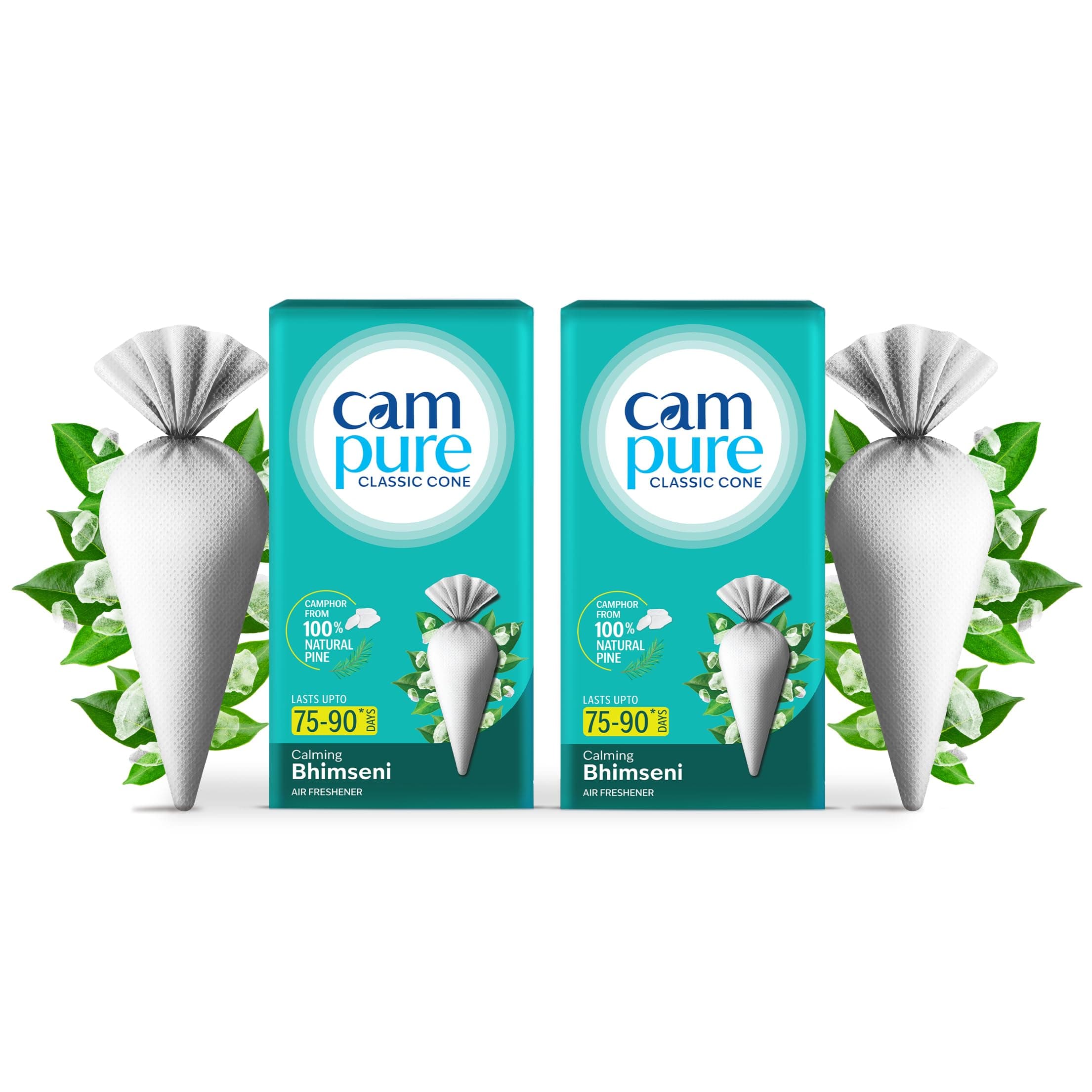 CamPure Camphor Cone (Bhimseni) Pack Of 2-100% Organic | Air Freshener for Car, Wardrobe, Office Cabin's, Drawers, Travel Bag & Bathroom