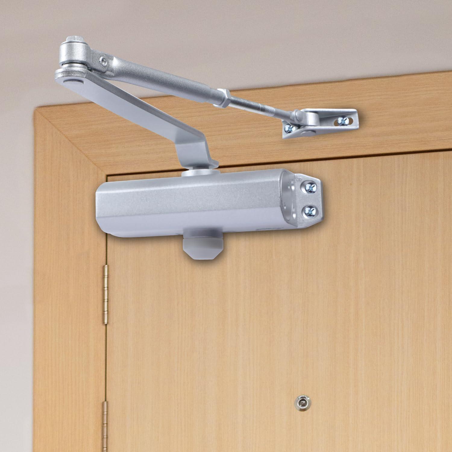 Godrej Door Closer | Cerus Universal Door Closer I Sleek Silver Finish | Max Door Weight: 85kg | Max Door Width: 1250mm | 180° Opening Angle | Adjustable Closing Speed