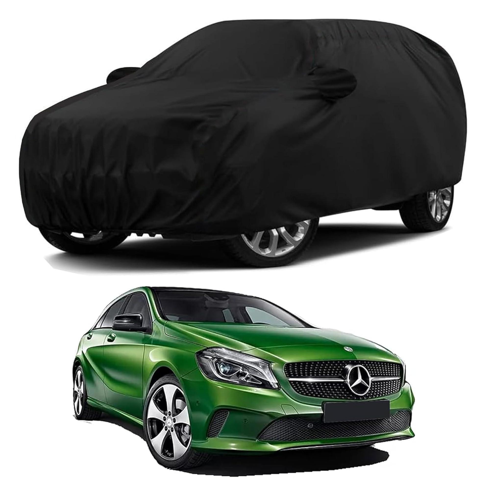 Sulfar 100% Water Resistant Car Body Cover Compatible with Mirror & Antenna Pockets for Mercedes Benz A180 (Triple Stitched, Full Bottom Elastic, Black)