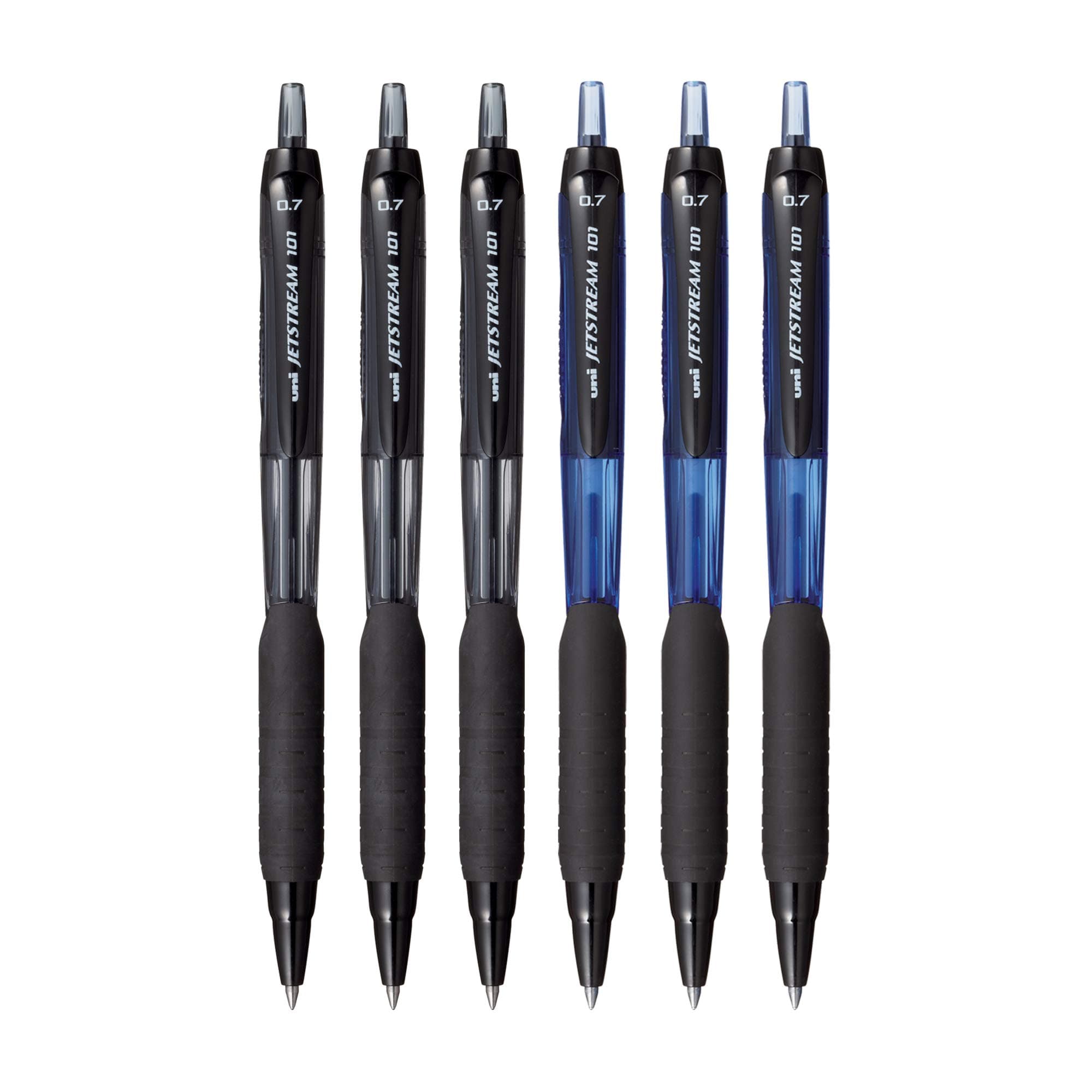 uni-ball Jetstream SXN101 0.7 mm Roller Ball Pens, Blue & Black Ink, Pack of 6
