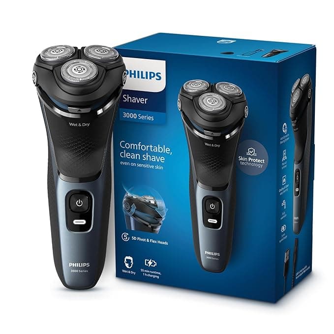 Philips Electric Shaver For Men | Comfortable Clean Shave on Sensitive Skin | Skinprotect Technology | Wet And Dry | 5D Pivot & Flex Heads | Anti-Corrosion System | 5 Min Quick Charge | Pop-Up Trimmer | Waterproof | 2 Year Warranty | S3144/03 , Black