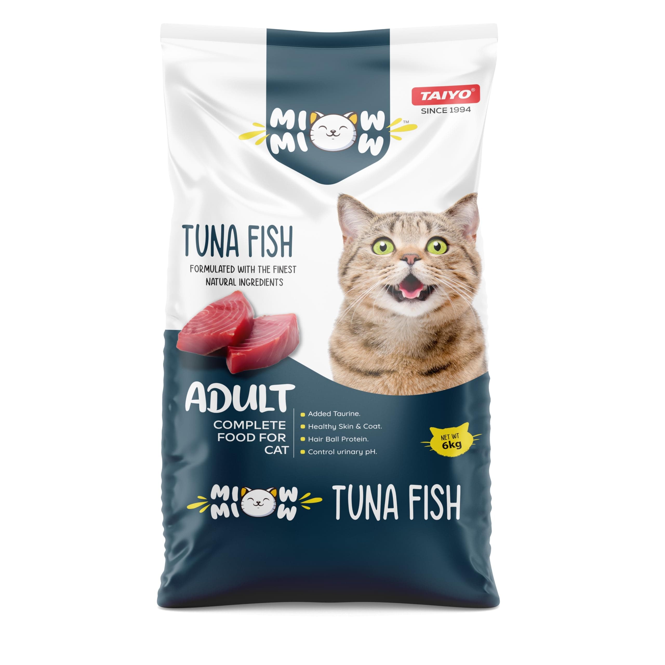 Taiyo Miow Miow Adult Tuna Fish Flavour, 6kg | Dry Cat Food, Complete and Balanced Diet, Formulated with The Finest Natural Ingredients, Vitamins and Minerals,