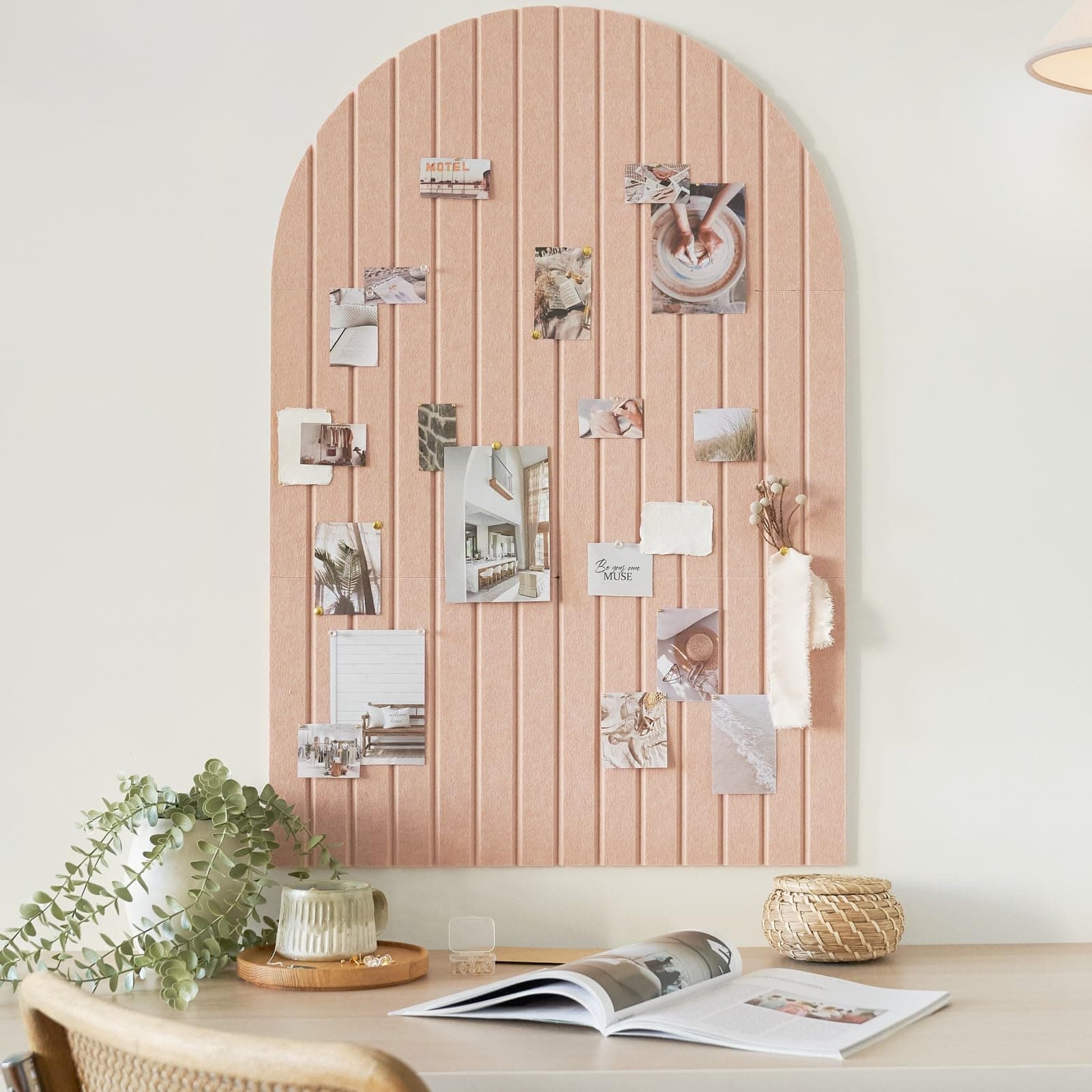 Climberty® Arched Felt Bulletin Board 35x24 Inch (Light Pink)