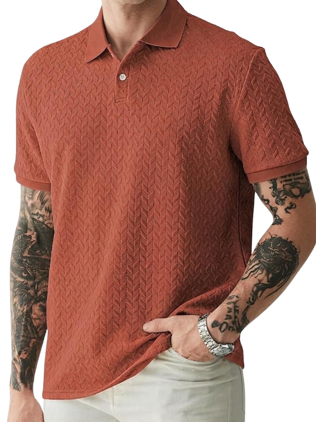 GRECIILOOKS Textured Polo T-Shirt for Men | Premium Collared Cotton Blend Polo | Smart Casual & Formal t Shirt for Men | Stylish t Shirt for Mens for Office, Party & Everyday Wear