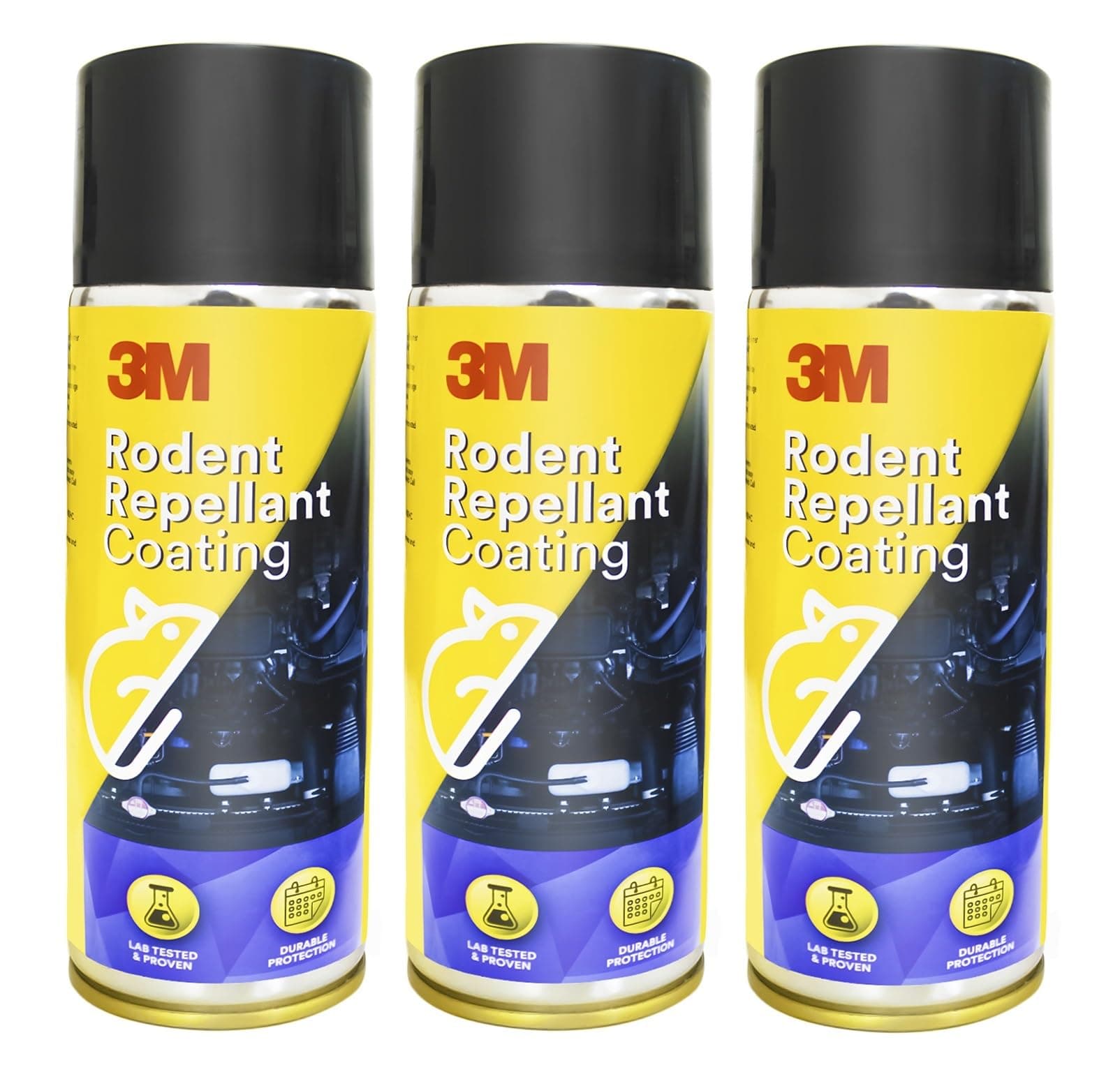 3M Rodent Repellent Coating, Rat Repellent Spray, Prevents Rat Bites in Engine Parts and Wires, Highly Effective, Leak-Free, Easy-to-Spray, Bitter Taste, No Kill-only Repels (Each 250g, Pack of 3)