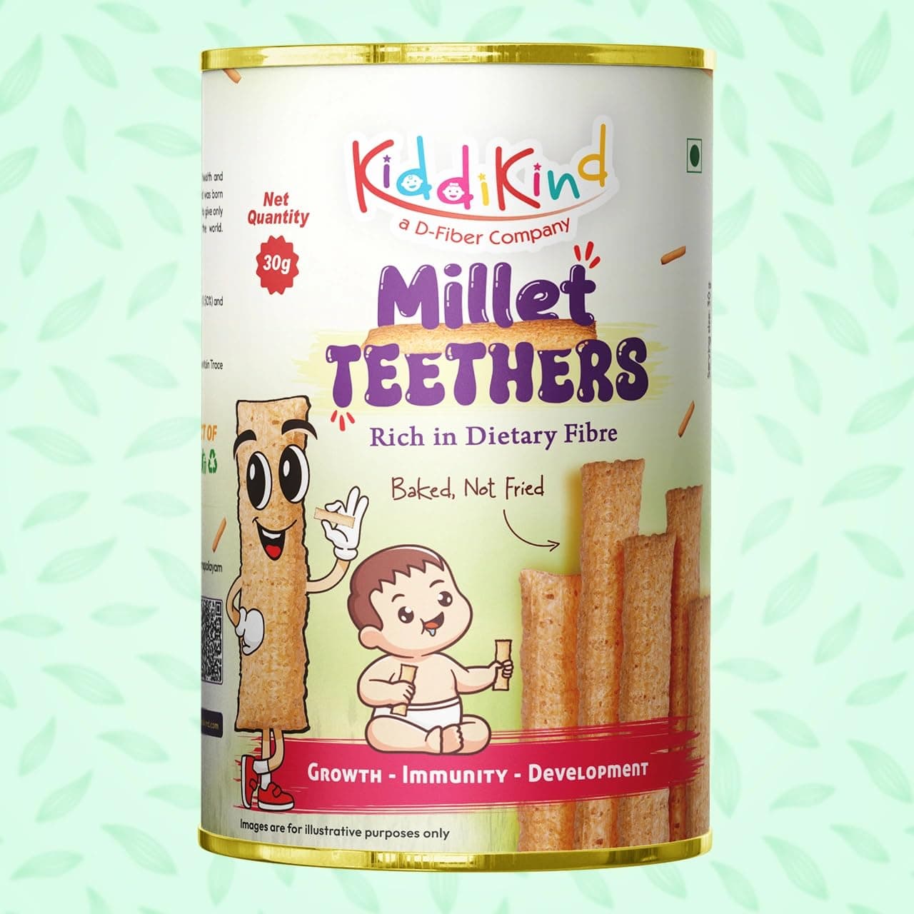 Kiddikind Millet Teethers for Babies 6+ Months | Healthy Baby Teething Snacks | No Maida, No Sugar, Preservative Free | Easy to Digest Finger Food | Rich in Dietry Fibre | Baked Not Fried