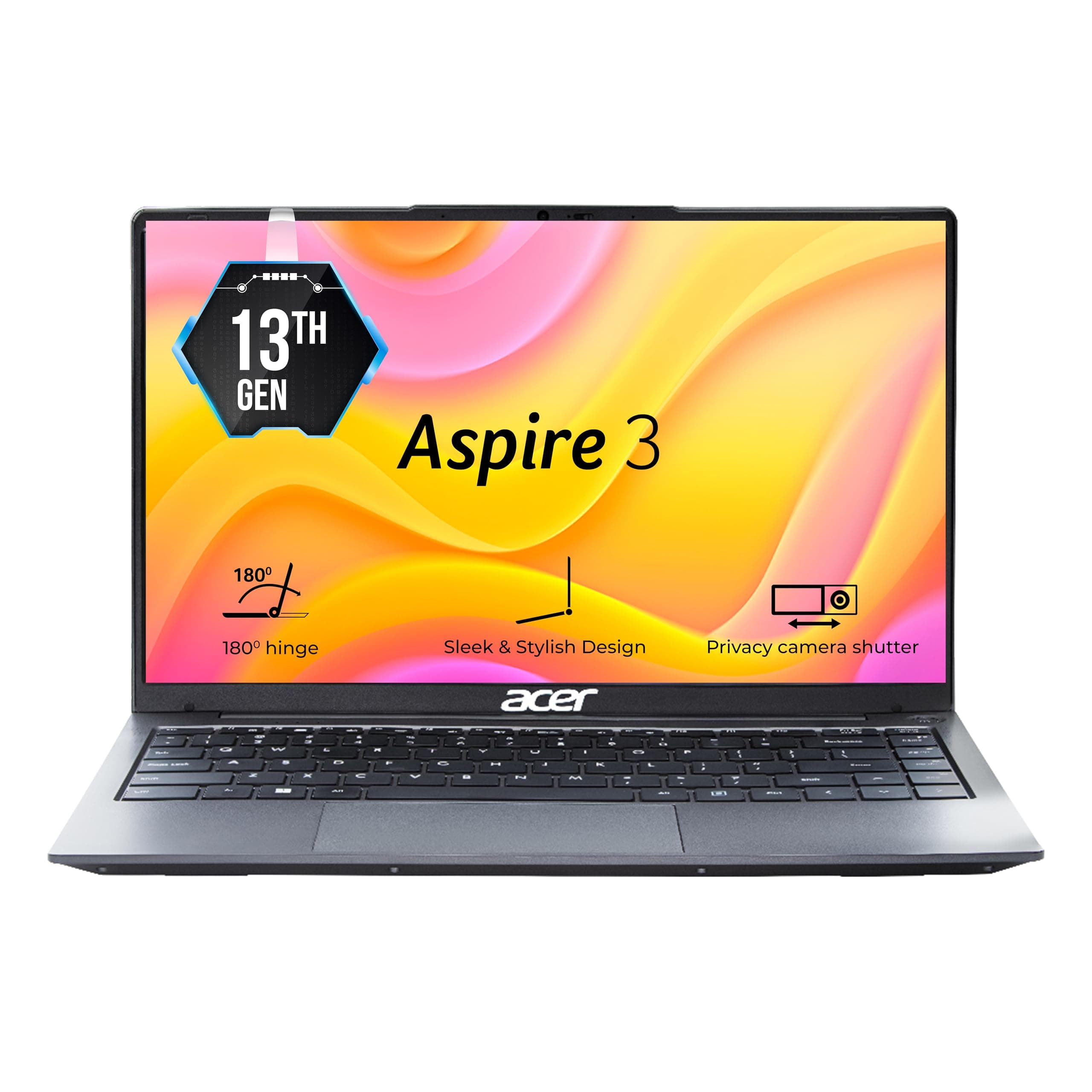 Acer Aspire 3, 13th Gen, Intel Core i3-1305U Processor, 16 GB, 512 GB, Full HD IPS, 14.0"/35.56 cm, Windows 11 Home, Steel Gray, 1.45 kg, A324-53, Thin and Light Laptop