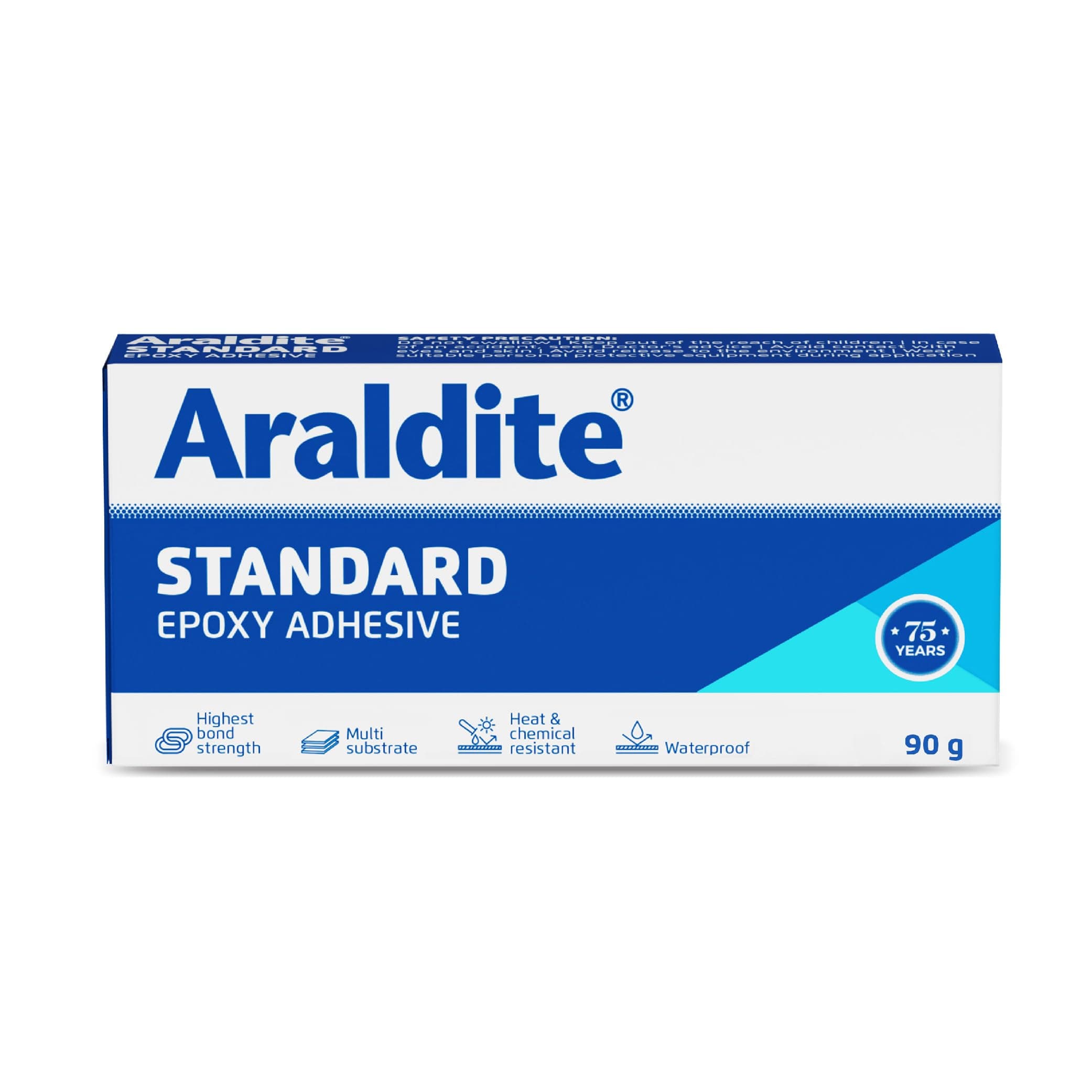 Araldite Standard 90g (R 50g, H 40g), High bond strength epoxy adhesive for use on diverse substrates for permanent fixing repair, Easy to use, heat & chemical resistant, highly durable, DIY adhesive