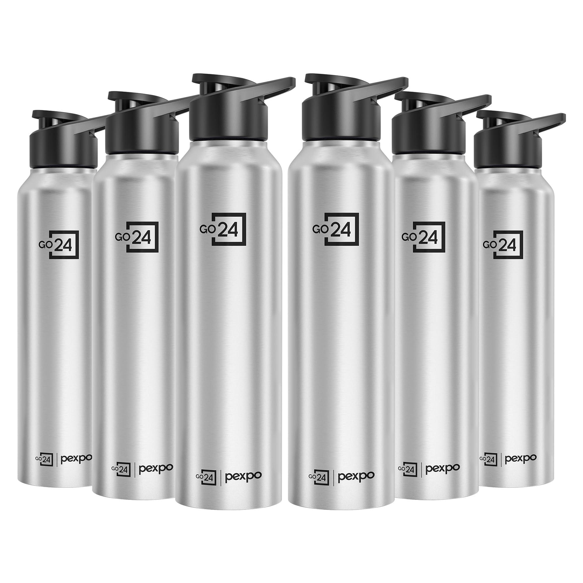 Go24 pexpo Stainless Steel Water Bottle Craft Silver 950ml