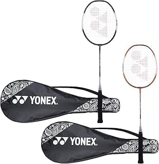 YONEX ZR 100 Light Aluminium Badminton Racquet with Full Cover (Black & Black, Made in India) Set of 2