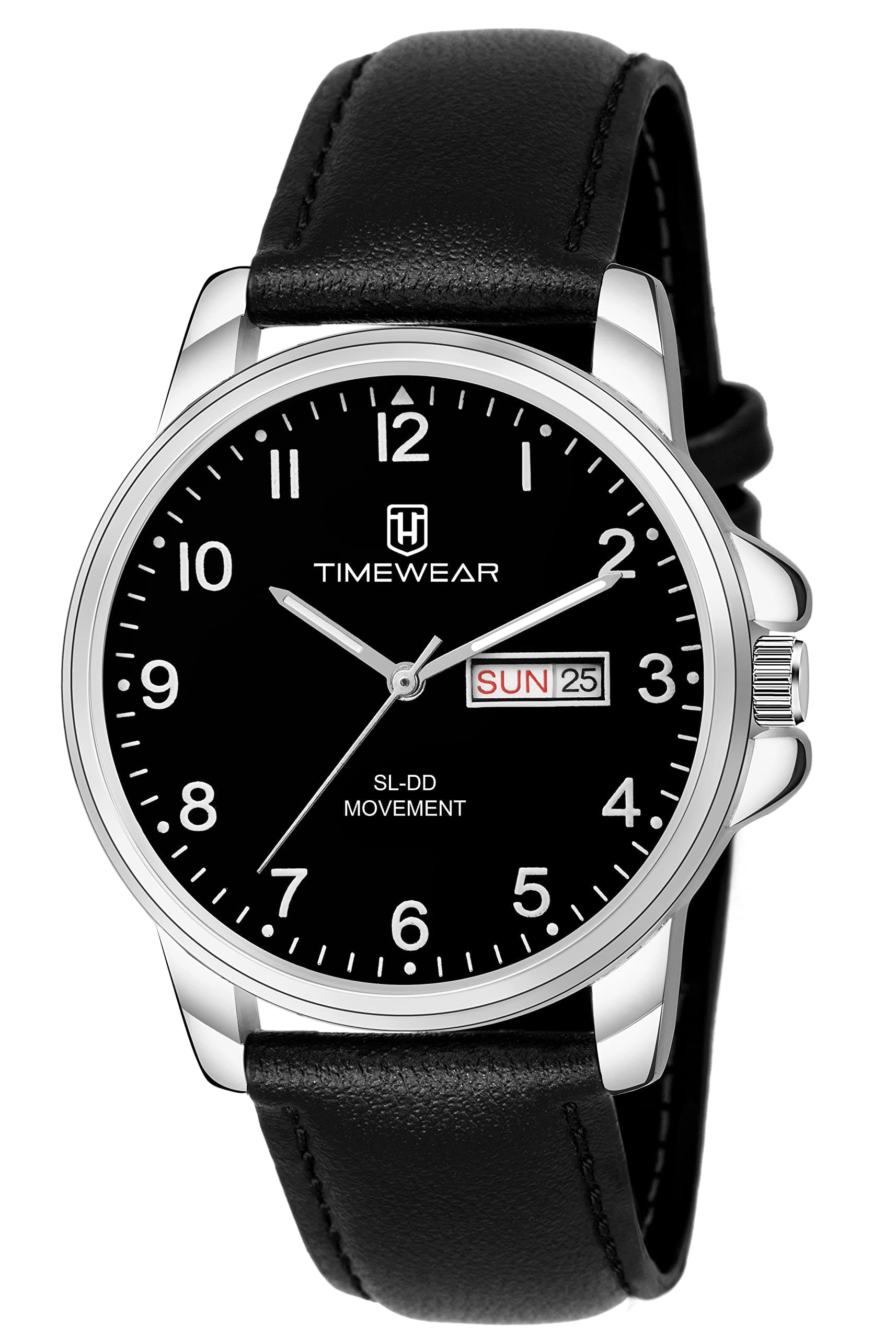 TIMEWEAR Analog New Track Number Dial Day Date Functioning Black Leather Strap Watch for Men