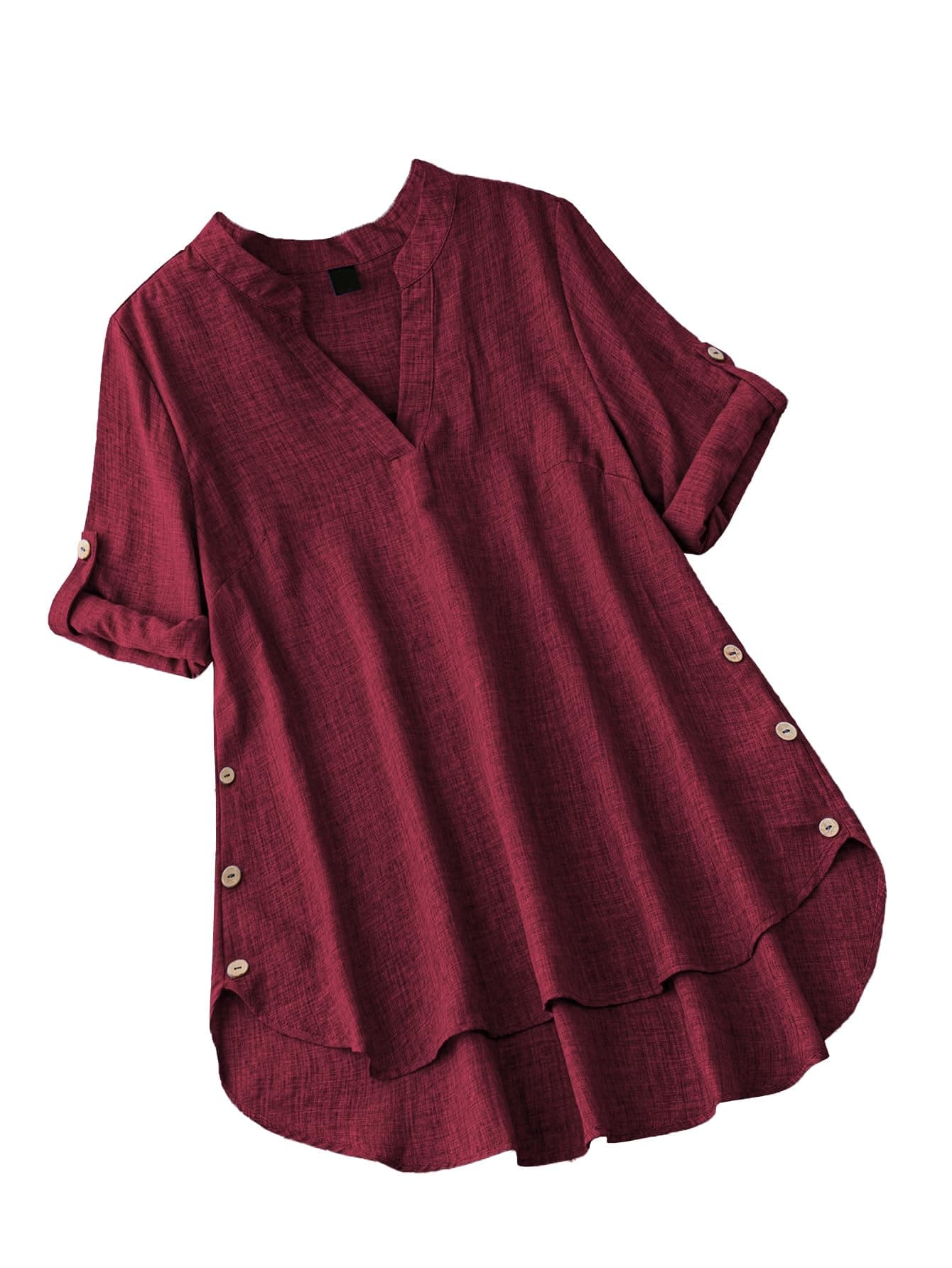 TADKEE Women's Solid Regular Fit Tunic Top | Kurti for Women (FN-V-Flared-Tunic-137-Maroon-3XL)