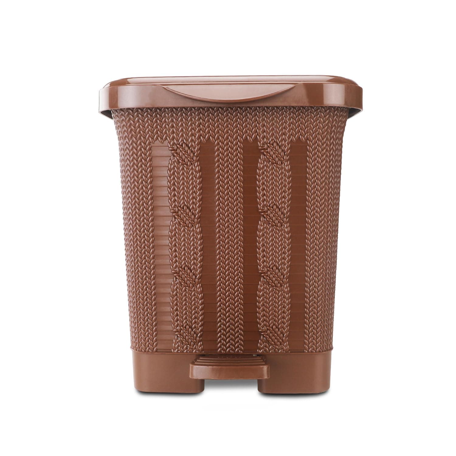 Nayasa Mikado Plastic Waste Paper | Small | Table Top Multi Purpose Dustbin With Lid | Waste Paper Bin | Plastic Pedal Waste Bin | Ideal For Home/Kitchen/Office | Brown