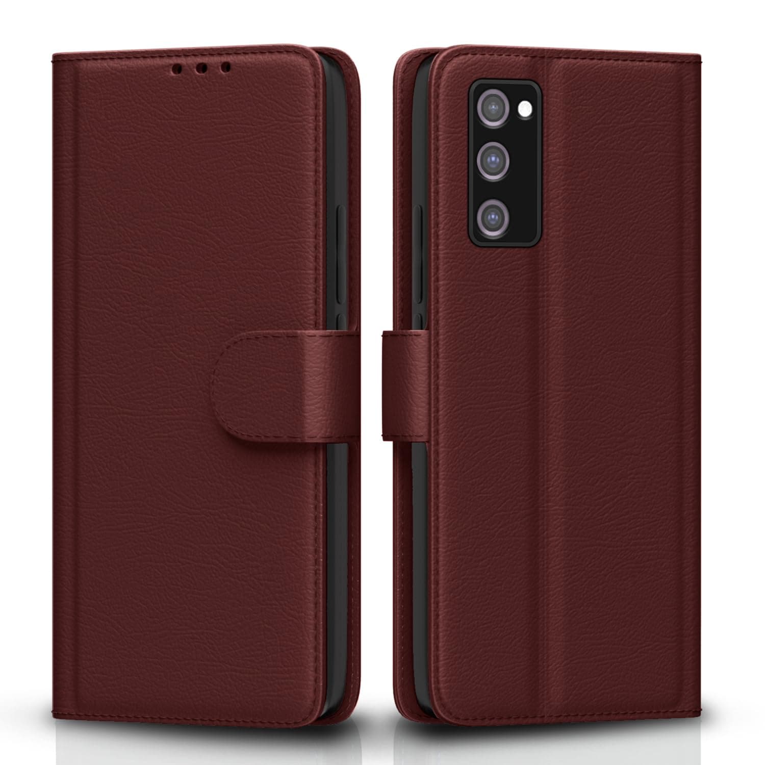 Pikkme Samsung Galaxy S20 FE / S20 FE 5G Flip Case Leather Finish | Inside TPU with Card Pockets | Wallet Stand and Shock Proof | Magnetic Closing | Complete Protection Flip Cover (Brown)
