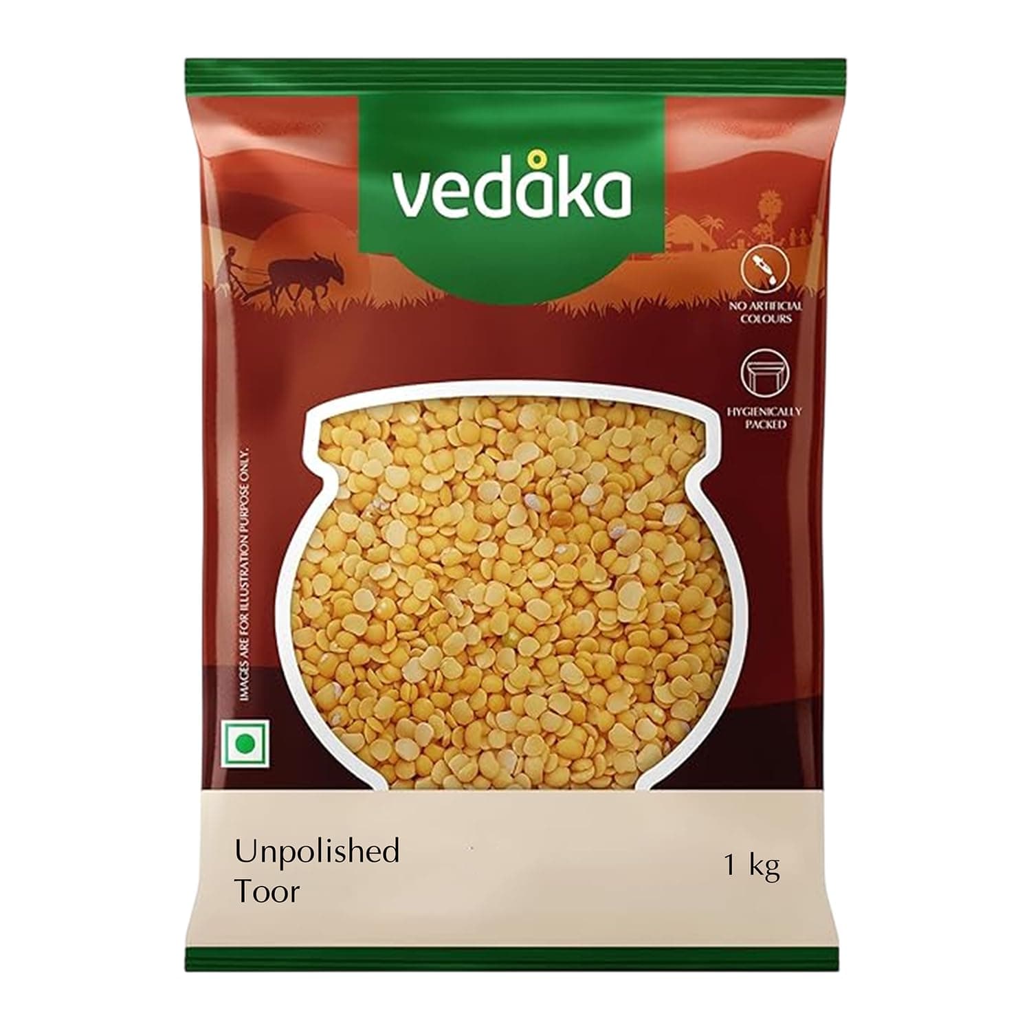 Amazon Brand - Vedaka Unpolished Toor Dal (Arhar Dal) | 1 Kg | Naturally Rich Source Of Protein | Naturally Cholesterol-Free | No artificial Colours and No Added Preservatives