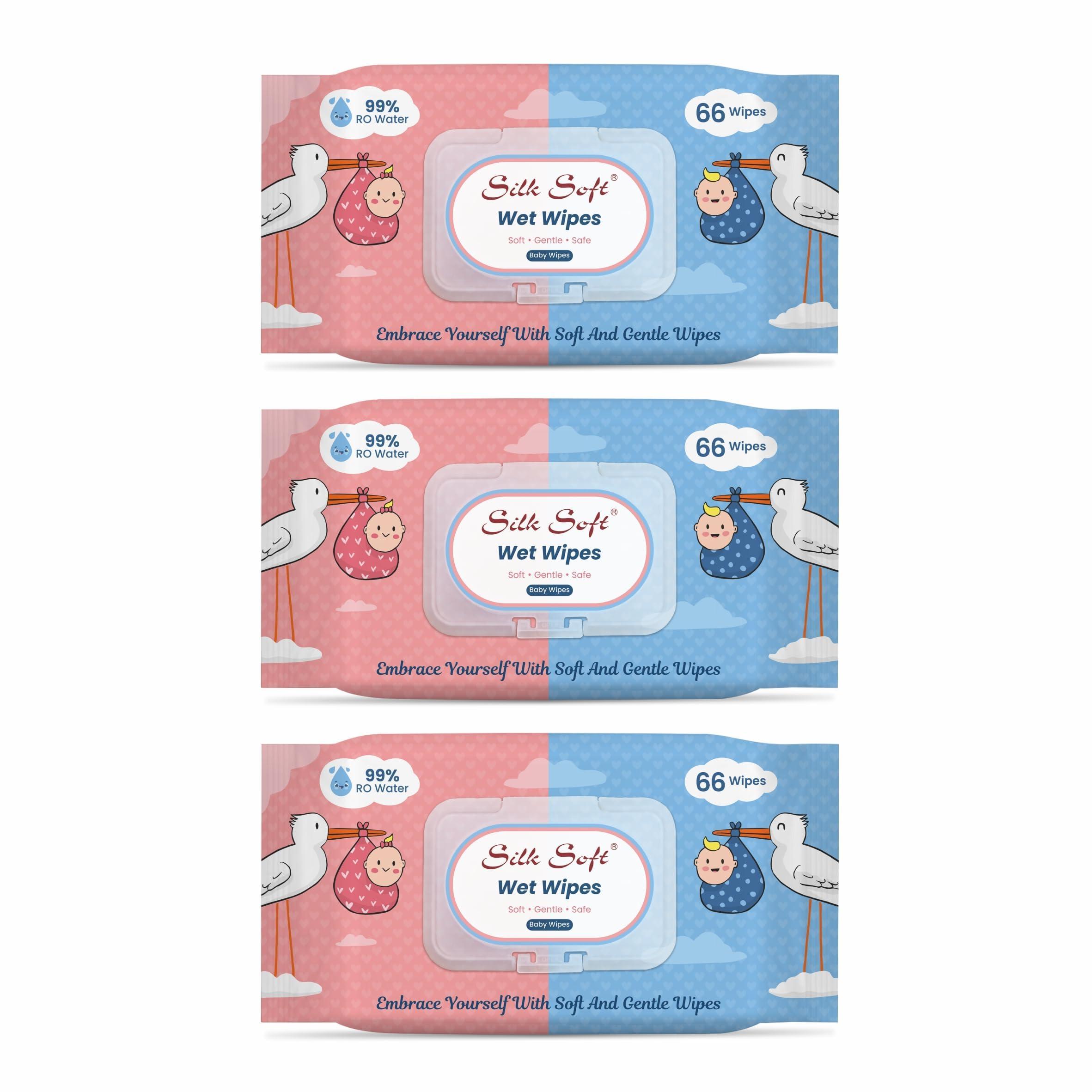 Silk Soft Multipurpose Wet Wipes – 198 Wipes (66 x 3 Packs) | Gentle, Alcohol-Free & Hypoallergenic | Effective Cleaning for Hands, Face & Surfaces