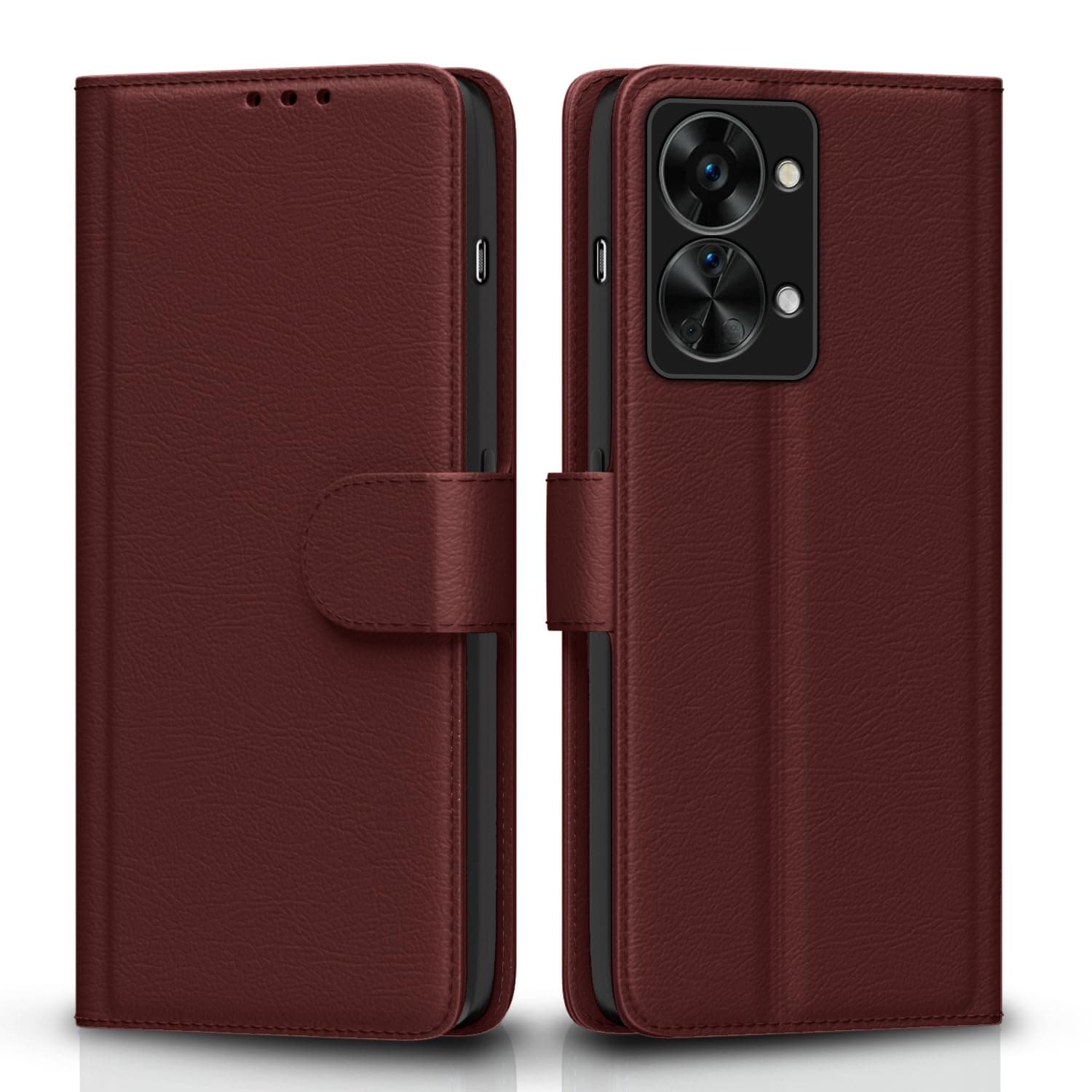 Pikkme Oneplus Nord 2T 5G Flip Case Leather Finish | Inside TPU with Card Pockets | Wallet Stand and Shock Proof | Magnetic Closing | Complete Protection Flip Cover for Oneplus Nord 2T 5G (Brown)