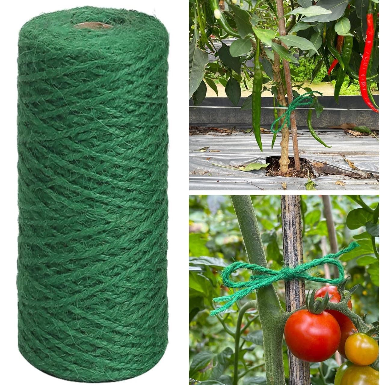 ecofynd Garden Twine, 50 Mtr 2Mm Green Plant Ties, Strong Jute Twine String for Climbing Plants, Tomatoes, Crafts and Decoration, TrellISIng Wire for Home (2Mm, 50 Meters, Dark Green), 1 Count