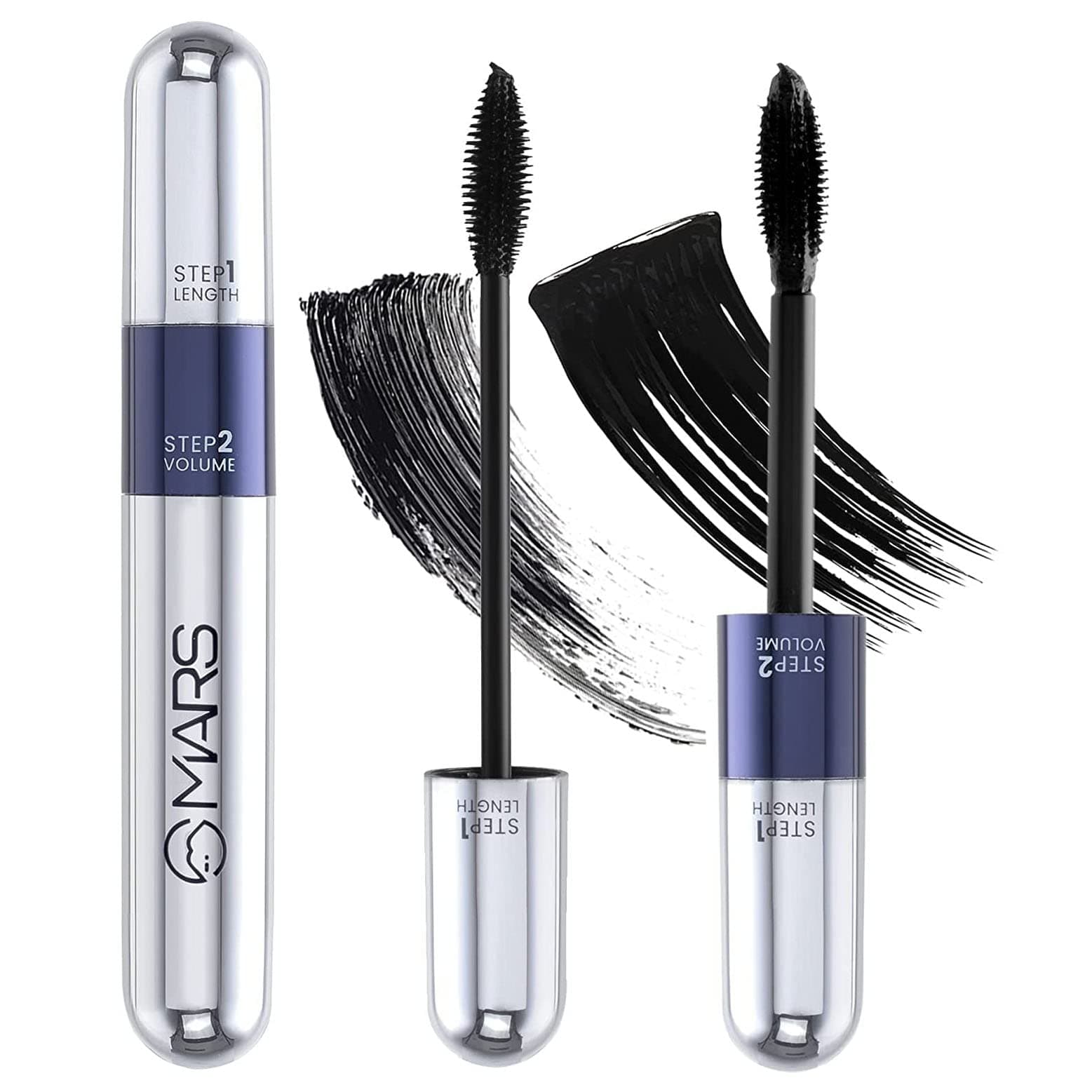 MARS Double Trouble 2-in-1 Mascara (14 ml) | Maximum Volume & Extended Length | Upto 18 Hours | Intense Jet Black | Long Lasting, Clump Free Mascara | Waterproof and Smudge-Proof