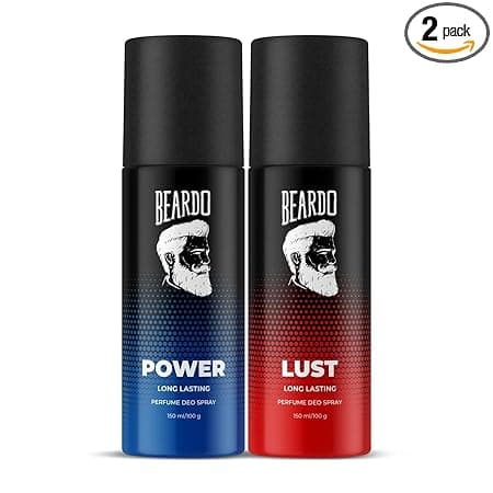 Beardo Power & Lust Perfume Body Spray (Set of 2) Get compliments with Long lasting Fougere, Aromatic Deodorant Brand | Christmas gift for men | Gift For Friends | Gift for Men