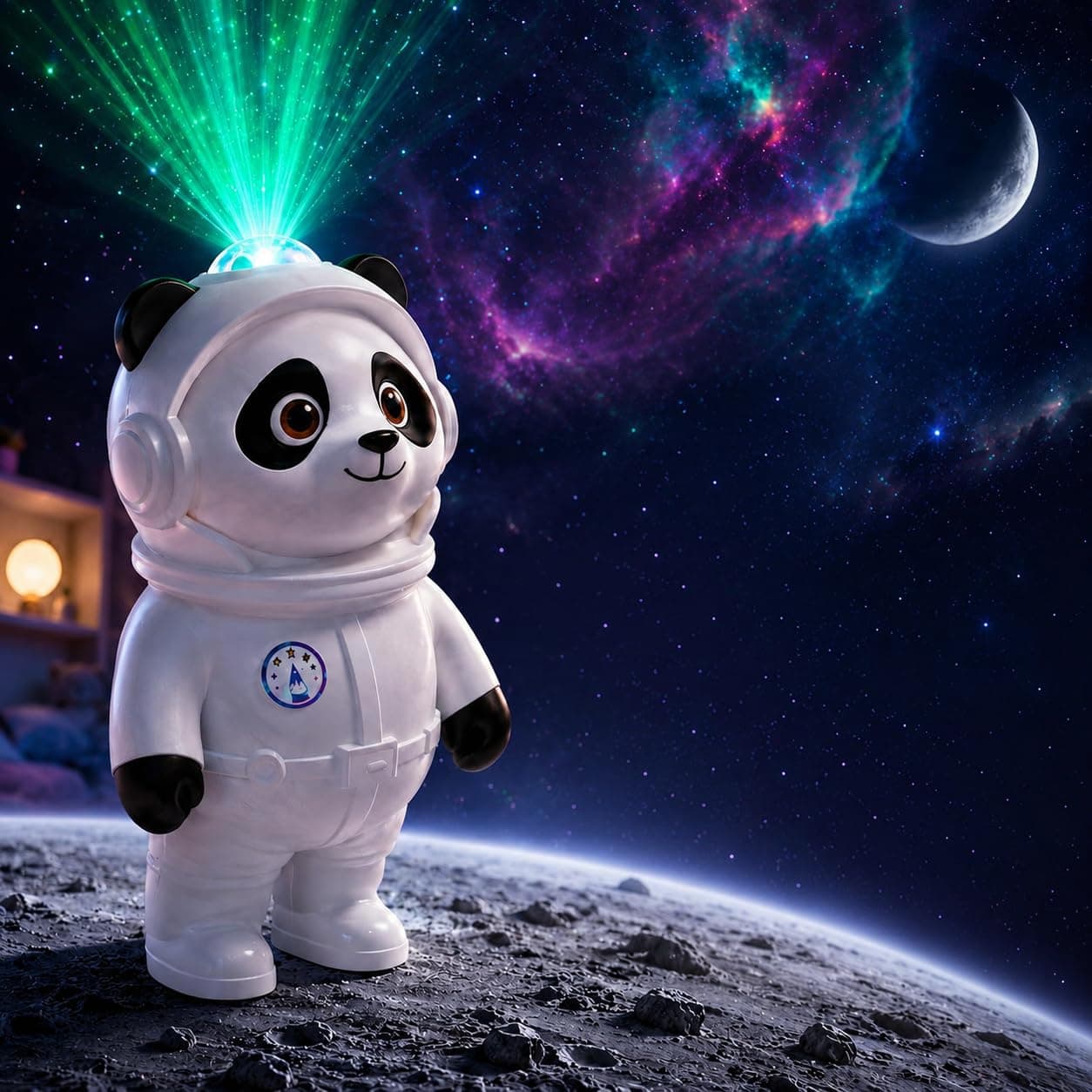 One94Store Space Panda Star Projector Lamp with Bluetooth Speaker | Galaxy Night Light for Bedroom | Laser + LED Dual Light | USB Powered | Touch Control | Kids Night Lamp for Home Décor & Gifting