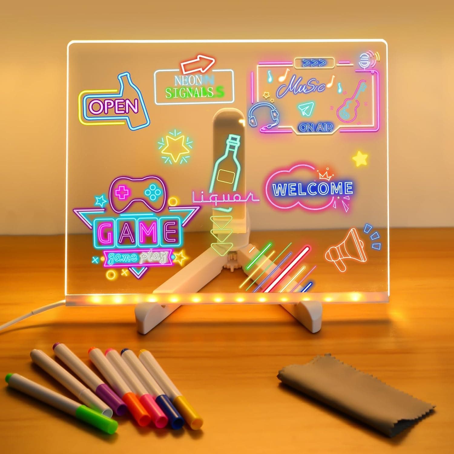 CPENSUS Diy 3D Acrylic Writing Pad With Pen Message Board Rewritable Table Lamp For Study Led Light Office Home Decor Gift