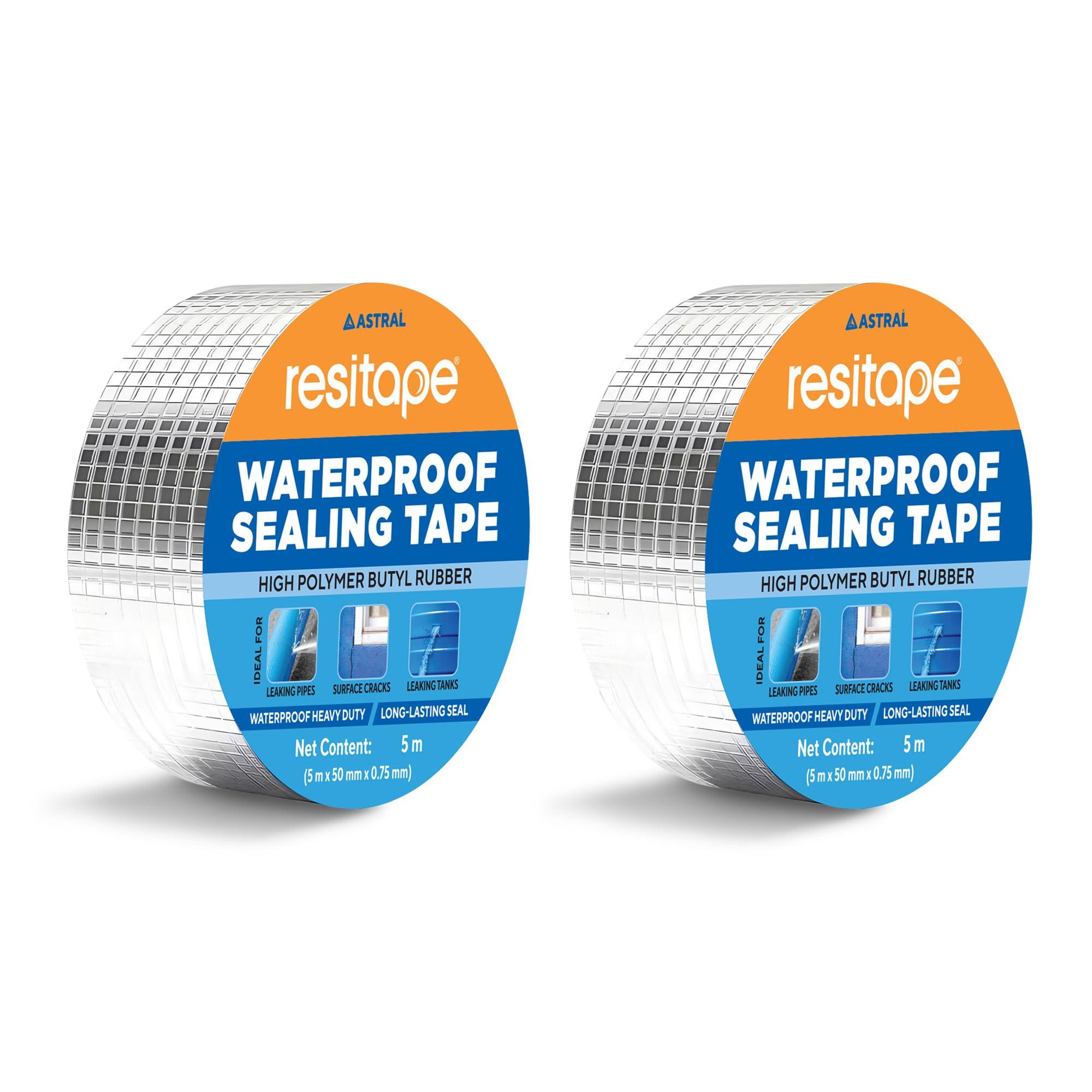 Resitape Butyl Waterproof Aluminium Tape |(Pack of 2)| Heavy-Duty & Super Strong | Ideal for Roof Leakage, Cracks & Gap Sealing | High Temperature Resistant | 5m x 50mm