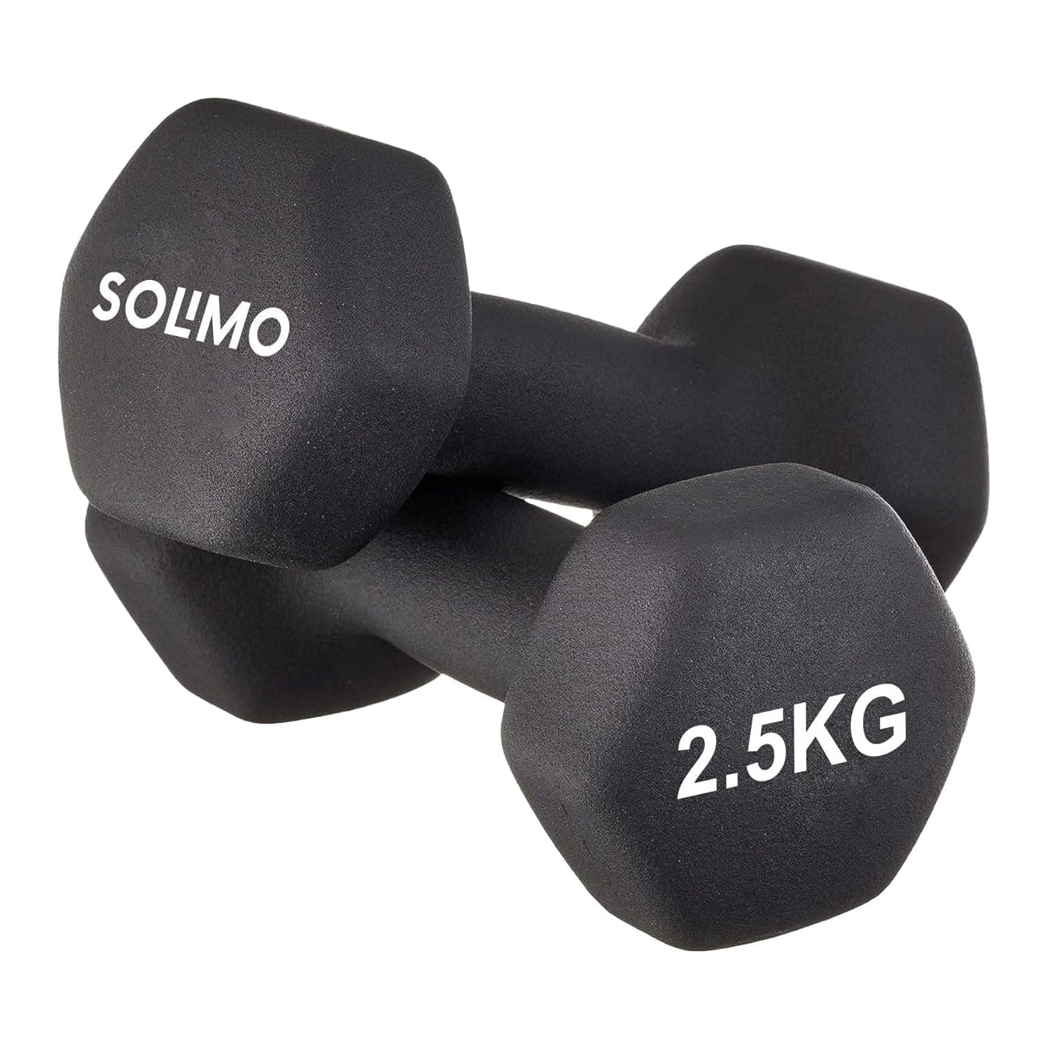 Amazon Brand - Solimo Neoprene Dumbbell 2.5 kg, Set of 2 (Black)