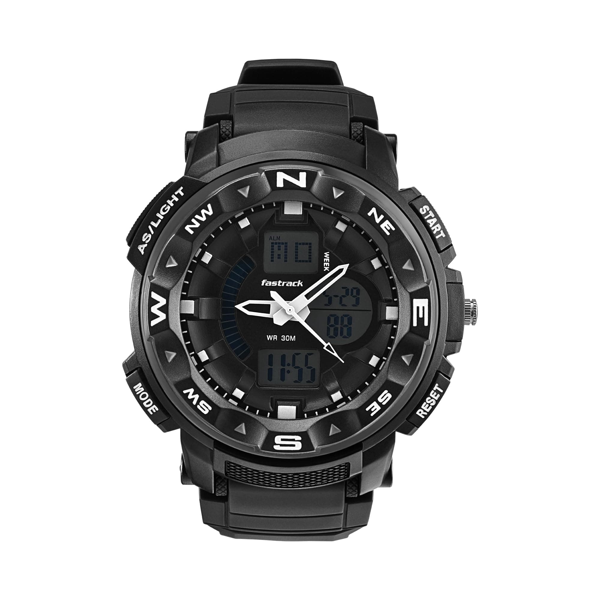 Fastrack Quartz Analog Digital Black Dial Black Plastic Strap Unisex Watch - NT38076PP01W