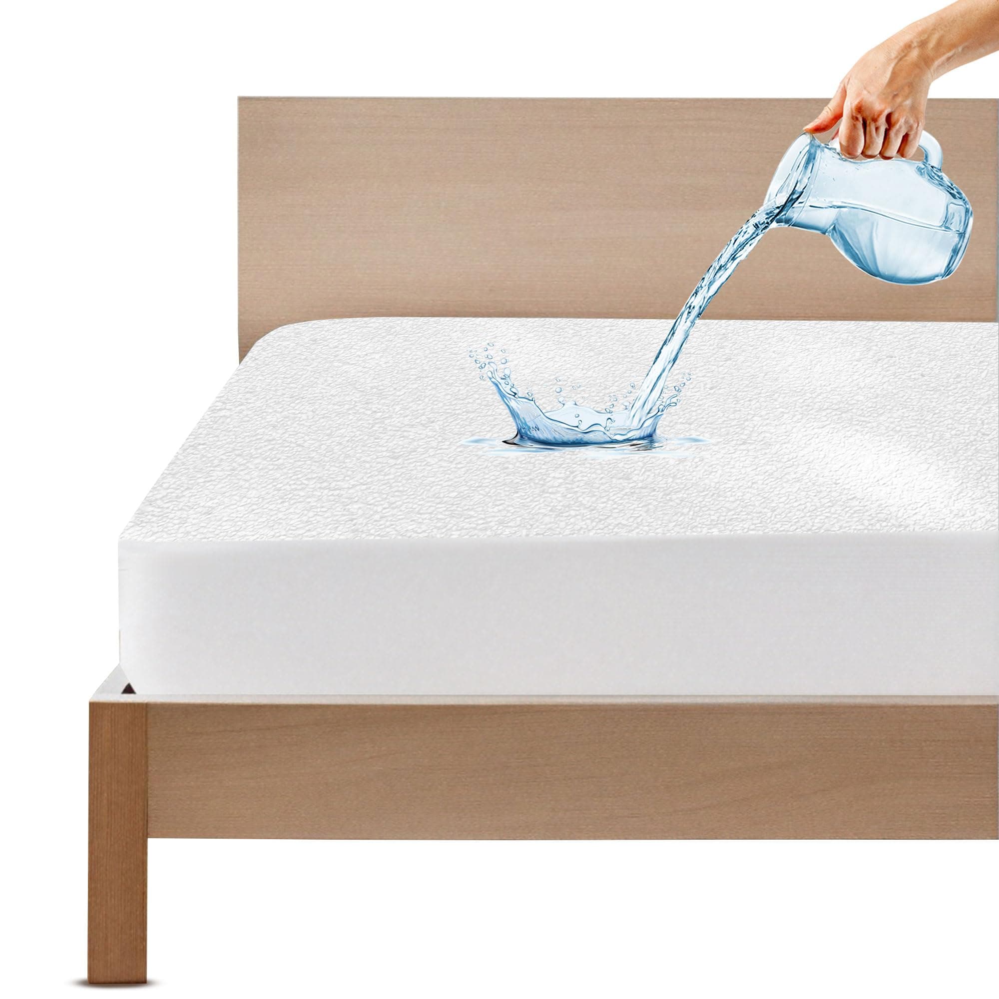 GADDA CO Cotton Feel Terry Ultra Soft 100% Waterproof Mattress Protector King Size, Breathable & Hypoallergenic Mattress Cover, Bed Protector King Size - 78x84 Inch (6.5x7 Ft), White