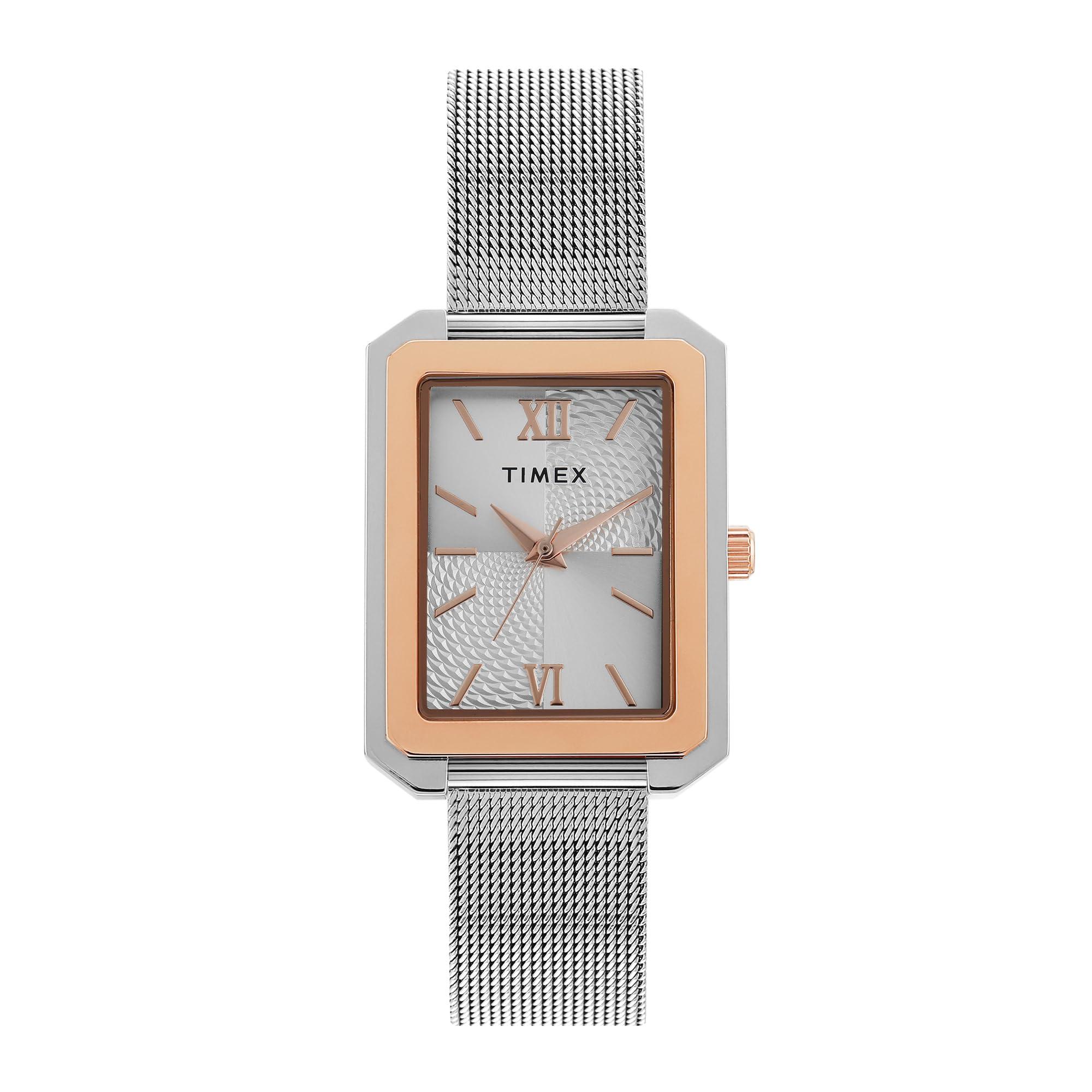 TIMEX Analog Watch for Women with Silver Dial & Silver Stainless Steel Bracelet Band - Water Resistant Women's Wrist Watches -TWEL233SMU03