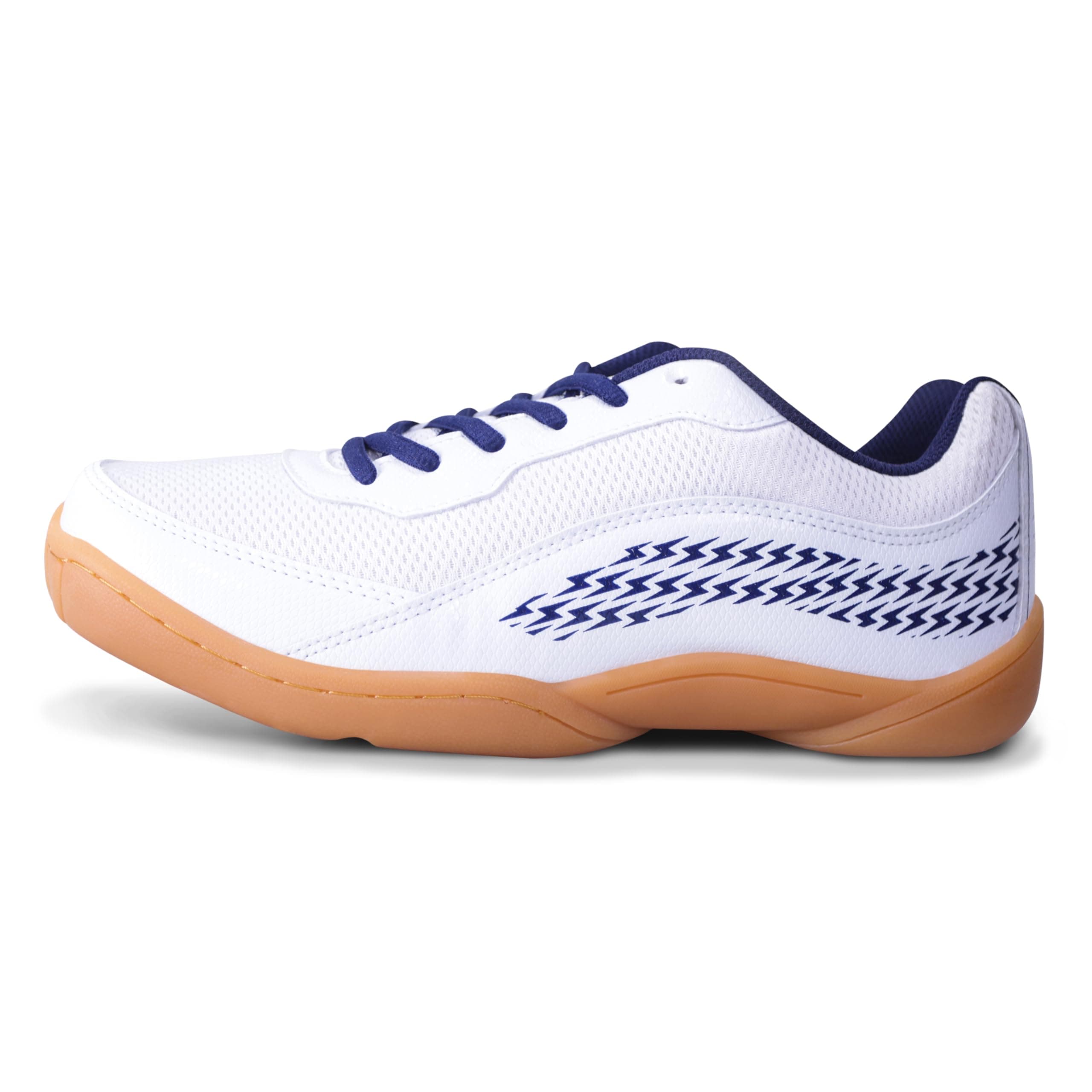 Nivia Flash 2.0 Badminton Shoes for Men, PVC Synthetic Leather & Mesh Upper, Duo-Foam Midsole, Lightweight Non-Marking Herringbone Sole, Superior Grip & Cushioning (White, UK09)
