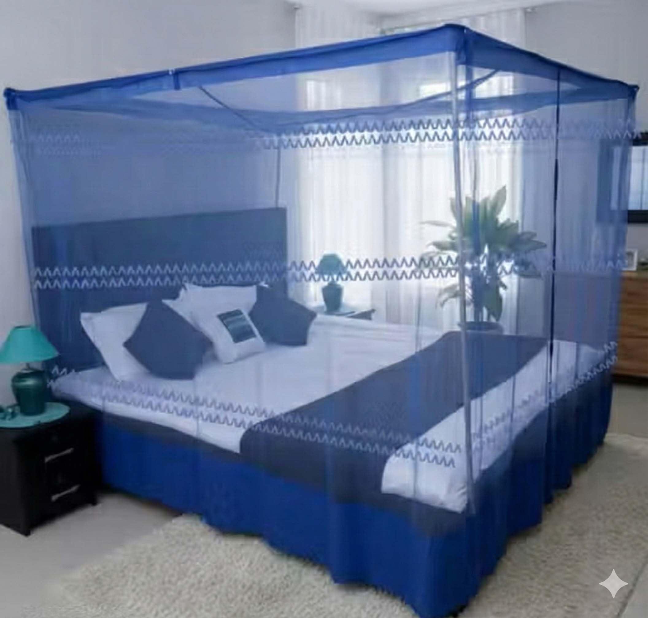 Soft Cotton Mosquito Net for King Size Double Bed, Maroon, 6x7 Feet, Hanging Style Canopy (Blue, Double Bed (6 x 7 ft))