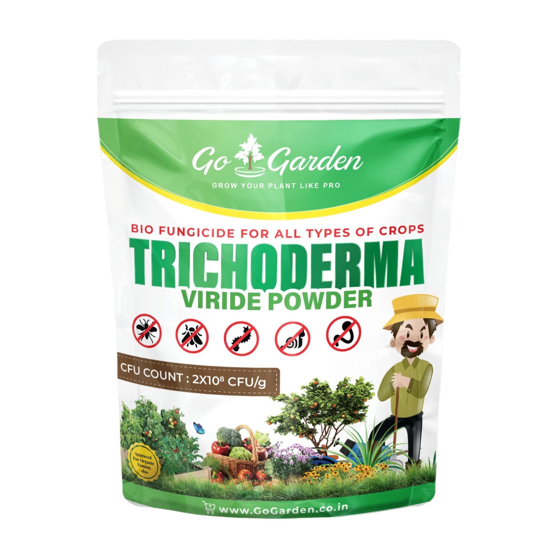 Go Garden Tricoderma Bio Fungicide for Plants 900 g | High CFU Formula (2 x 10⁸ CFU/g) | Controls Root Rot, Wilt & Soil Fungus | Boosts Soil Microbes & Plant Immunity | Organic Plant Protector