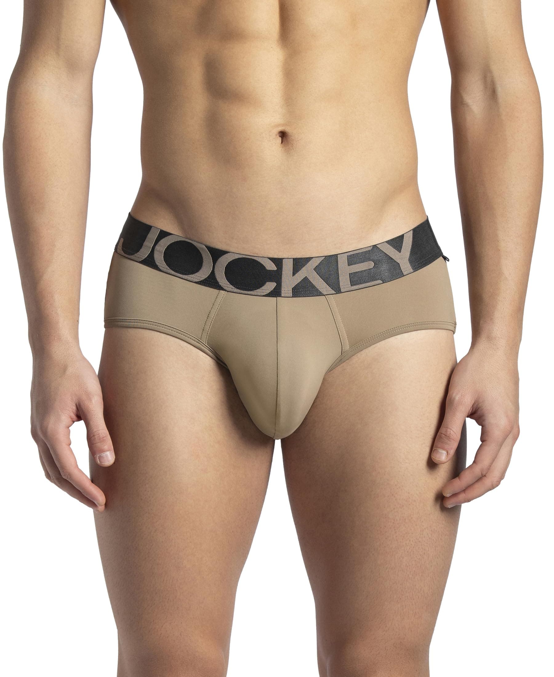 Jockey IC27 Men's Tactel Microfiber Elastane Stretch Solid Brief with Moisture Move Properties_Desert Taupe_S