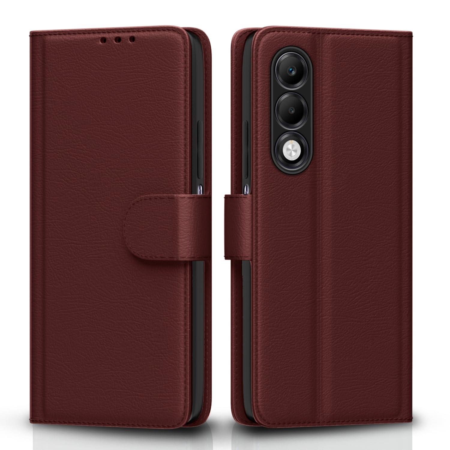 Pikkme Flip Cover for Oppo K13x 5G | Leather Finish | Shockproof with Card Pockets & Wallet Stand | Ultimate Protection Case(Brown)