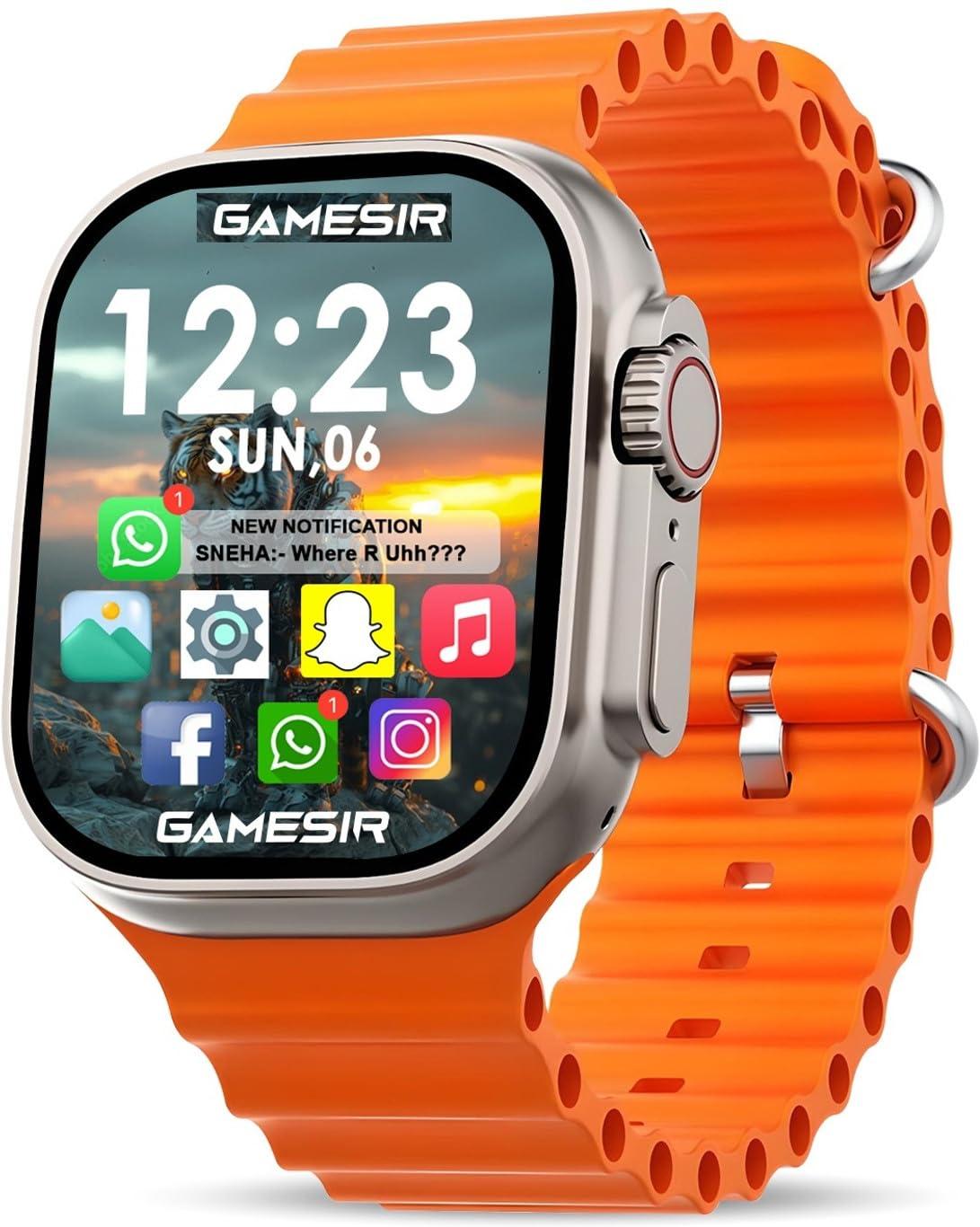 LUKADUKKA 1.83" AMOLED Bluetooth Calling Smartwatch with 100+ Sports Modes, IP67 Water Resistance & Ocean Band (Orange)
