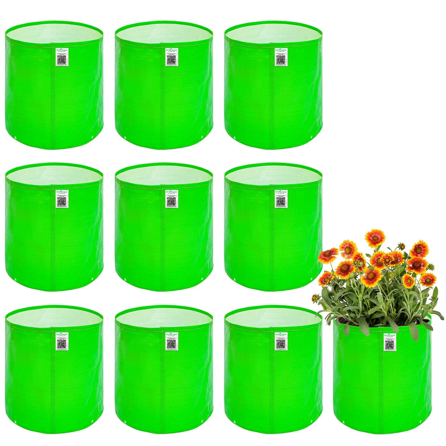 Anandi Green's HDPE Uv Protected 260 GSM Round Green Colour Plant Bags Suitable for Terrace and Vegetables Gardening Size 6x6 Inch Pack of 10