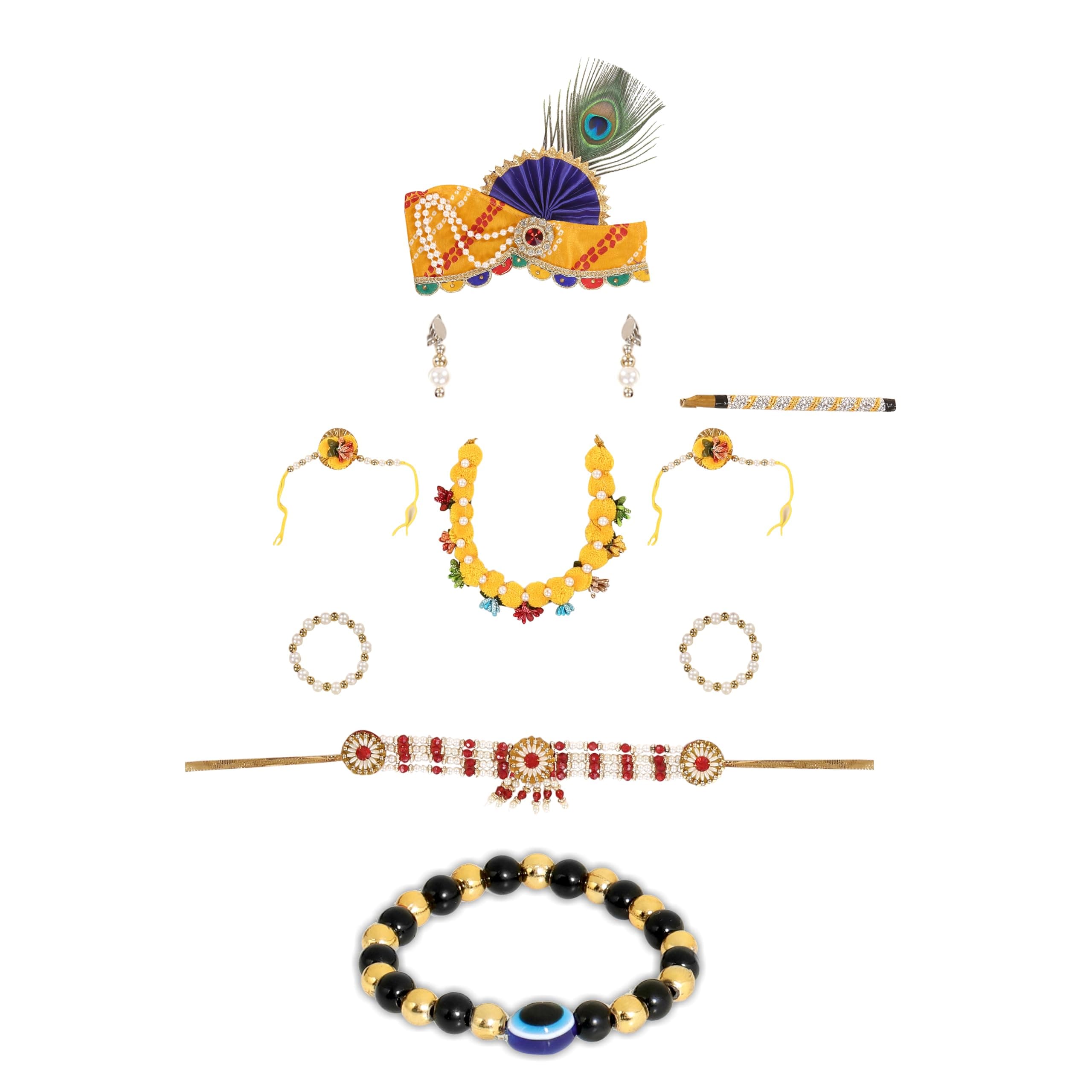 Raj Fancy Dresses Bal Krishna Dress for Kids, Shri Krishna Costume for Baby Boy and Girl, Janmashtami Fancy Dress Costume, Krishna Fancy Dress