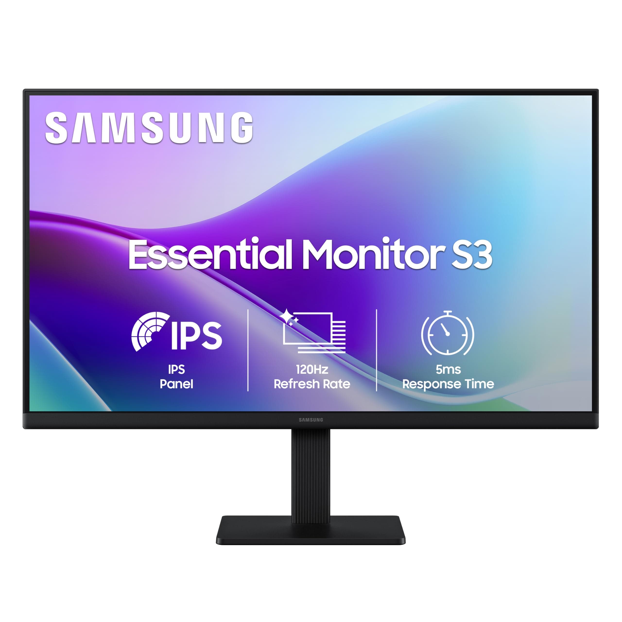 Samsung 27" (68.5 cm) 120hz Flat Monitor|IPS Panel|FHD 1080p (1920 x 1080)|120 Hz|5 ms|Dual HDMI Ports (2EA)|Super Slim Borderless Design|Game Mode|Eye Saver Mode|Wall Mountable|LS27F320GAWXXL|Black