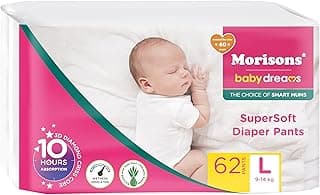 Morisons* babydreams THE CHOICE of SMART MUMS Baby Supersoft Diaper Pants Large - L (62 Pieces), 1741 grams