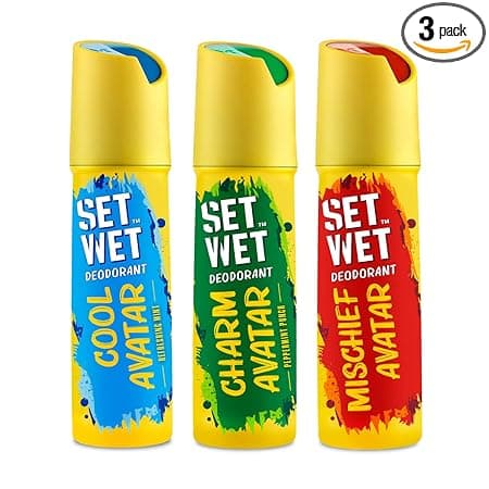 SET WET Deodorant Spray Perfume Cool, Charm & Mischief Avatar for men, 150ml (Pack of 3)